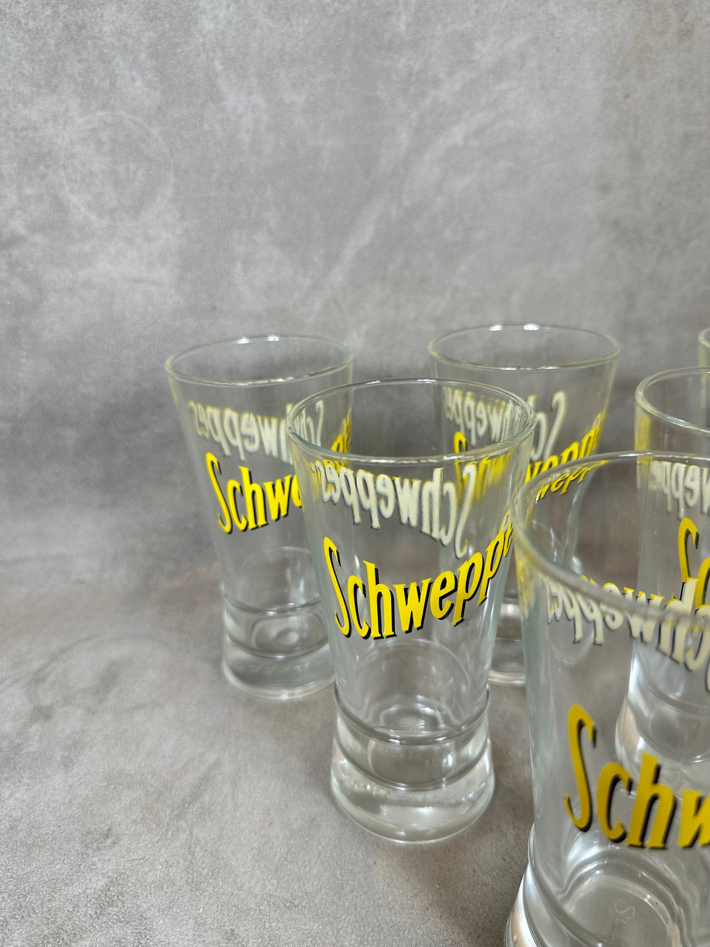 Set Schweppes de 6 verres vintage made in France Années 1980