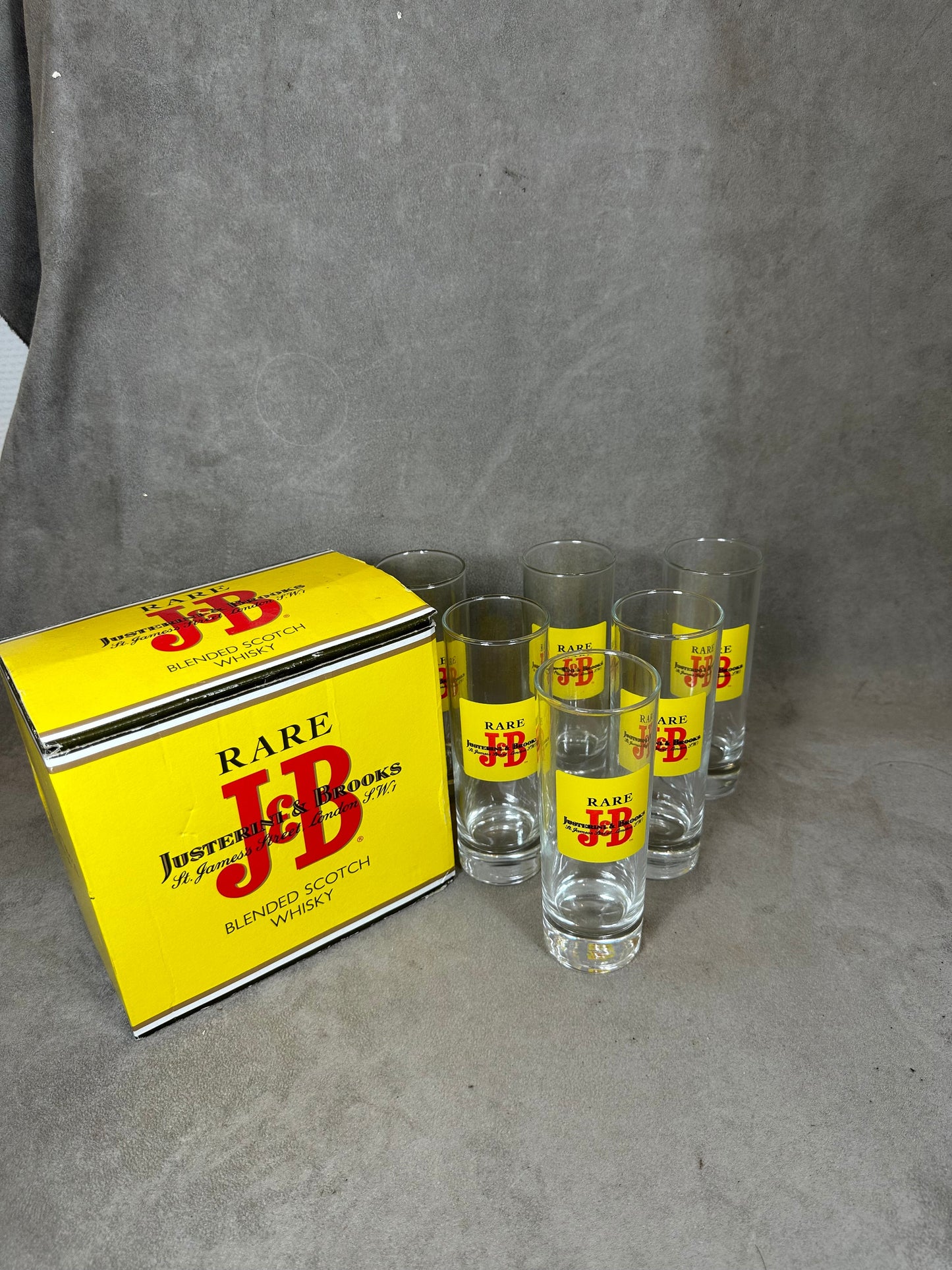 Set of 6 vintage J&B whisky glasses in glass Made in France