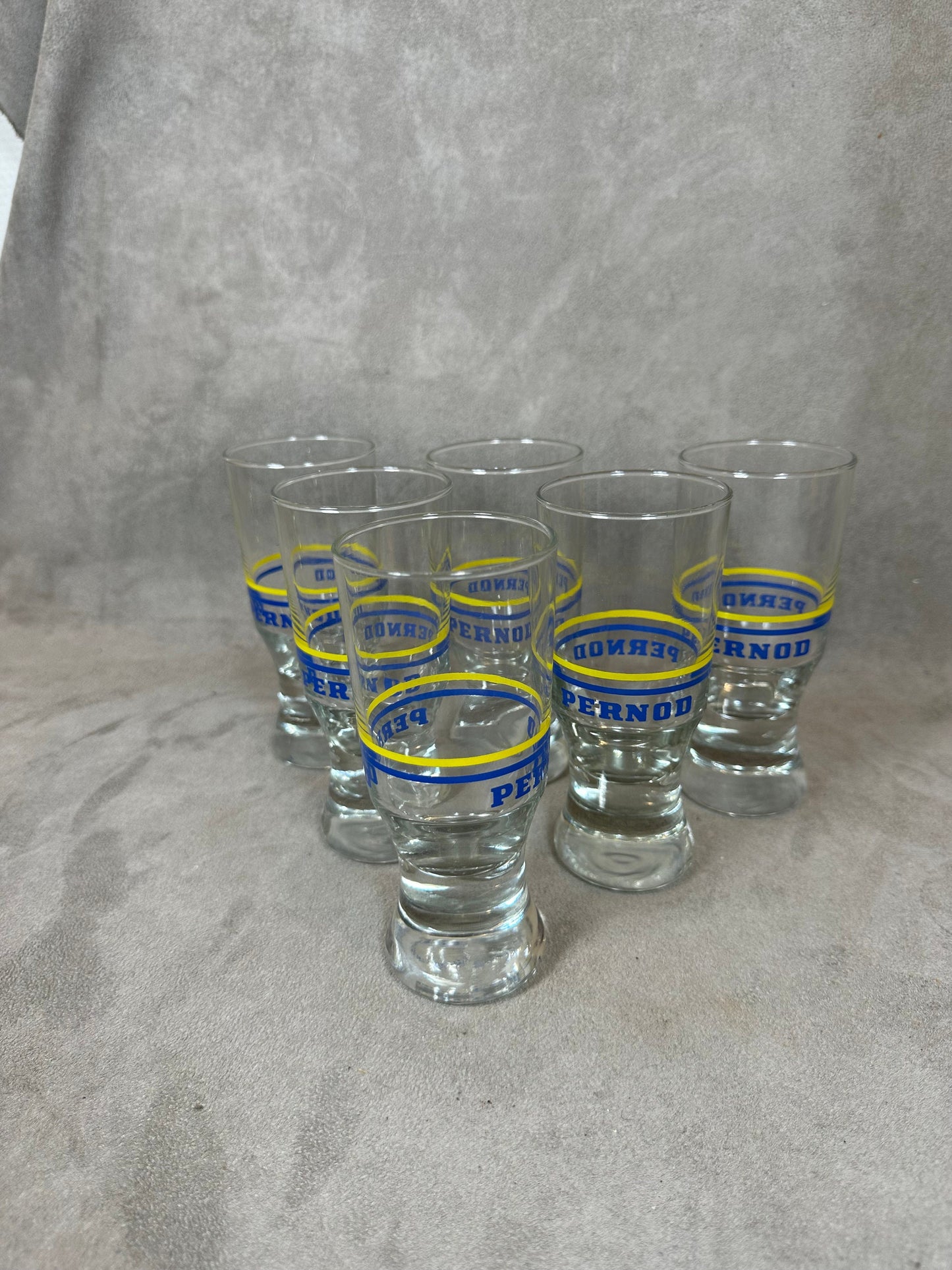 6er Set Pastisgläser Pastis 51 aus Vintage-Retroglas Made in France 1950er Jahre