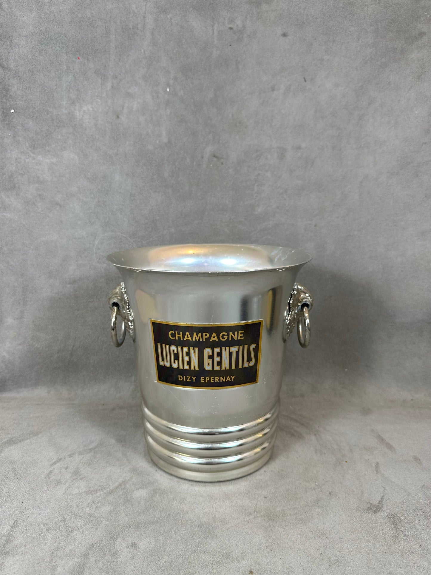 Seau à champagne en aluminium Champagne Lucien Gentils vintage Made in France