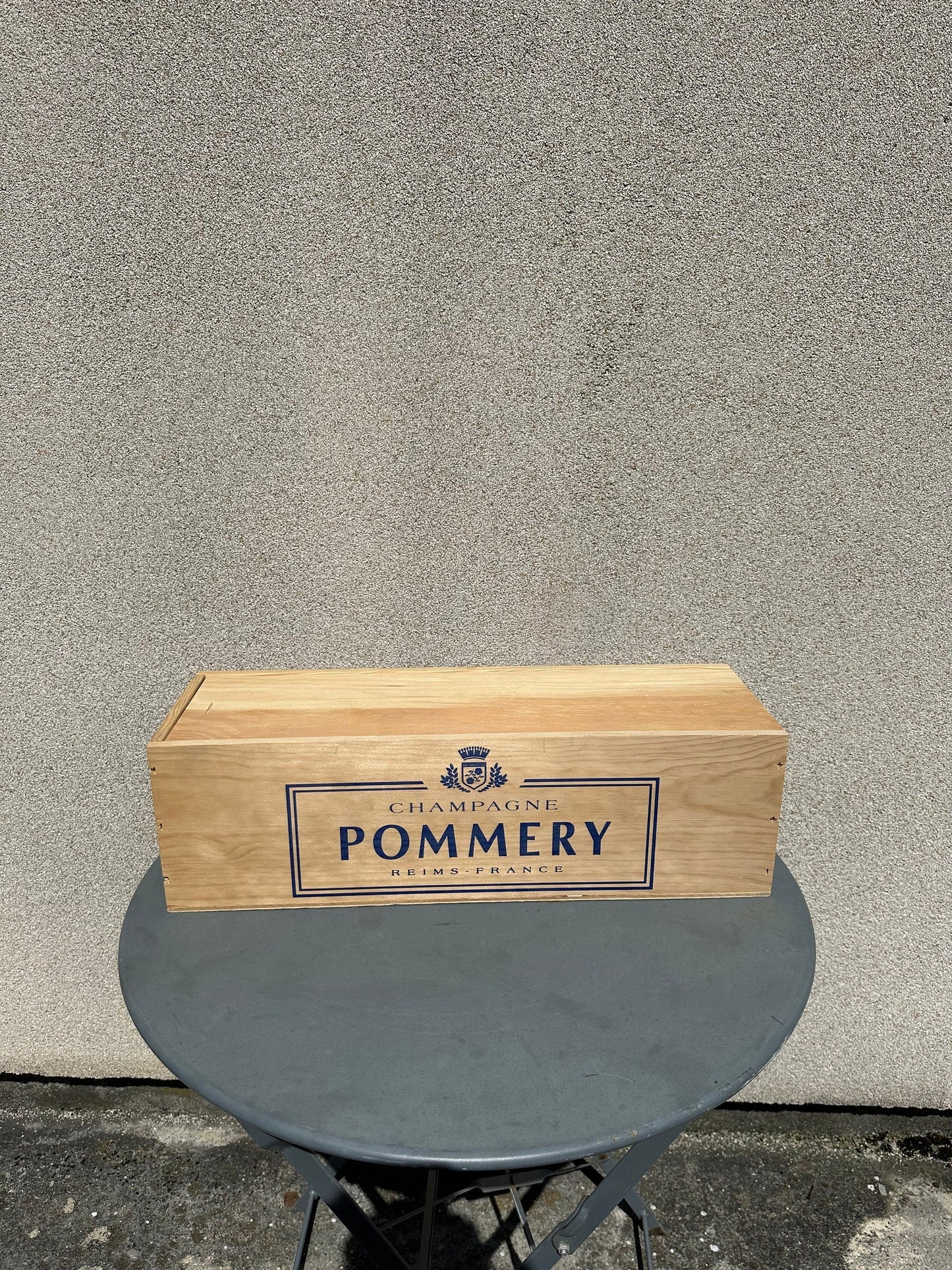 Wooden case for Pommery champagne bottle in Jeroboam 3L Made in France 1980s