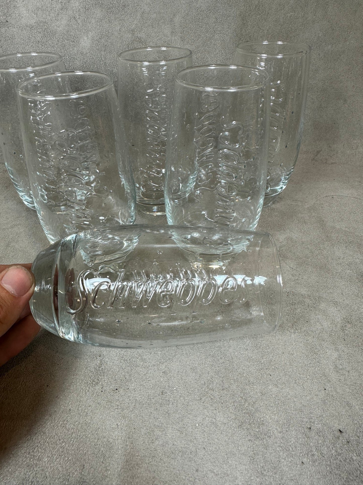 Set Schweppes de 6 verres vintage made in France Années 1980