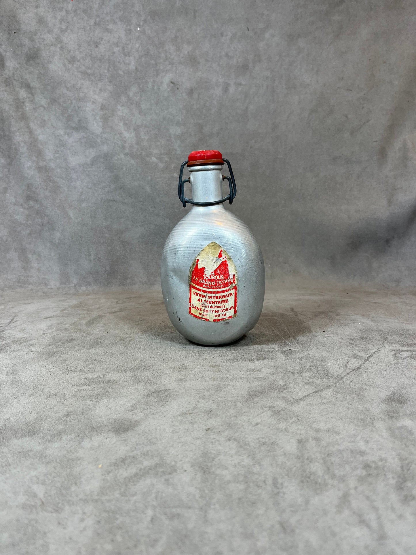 Le Grand Tétras aluminum bottle with vintage mechanical cap, capacity 0.5 liters, Made in France