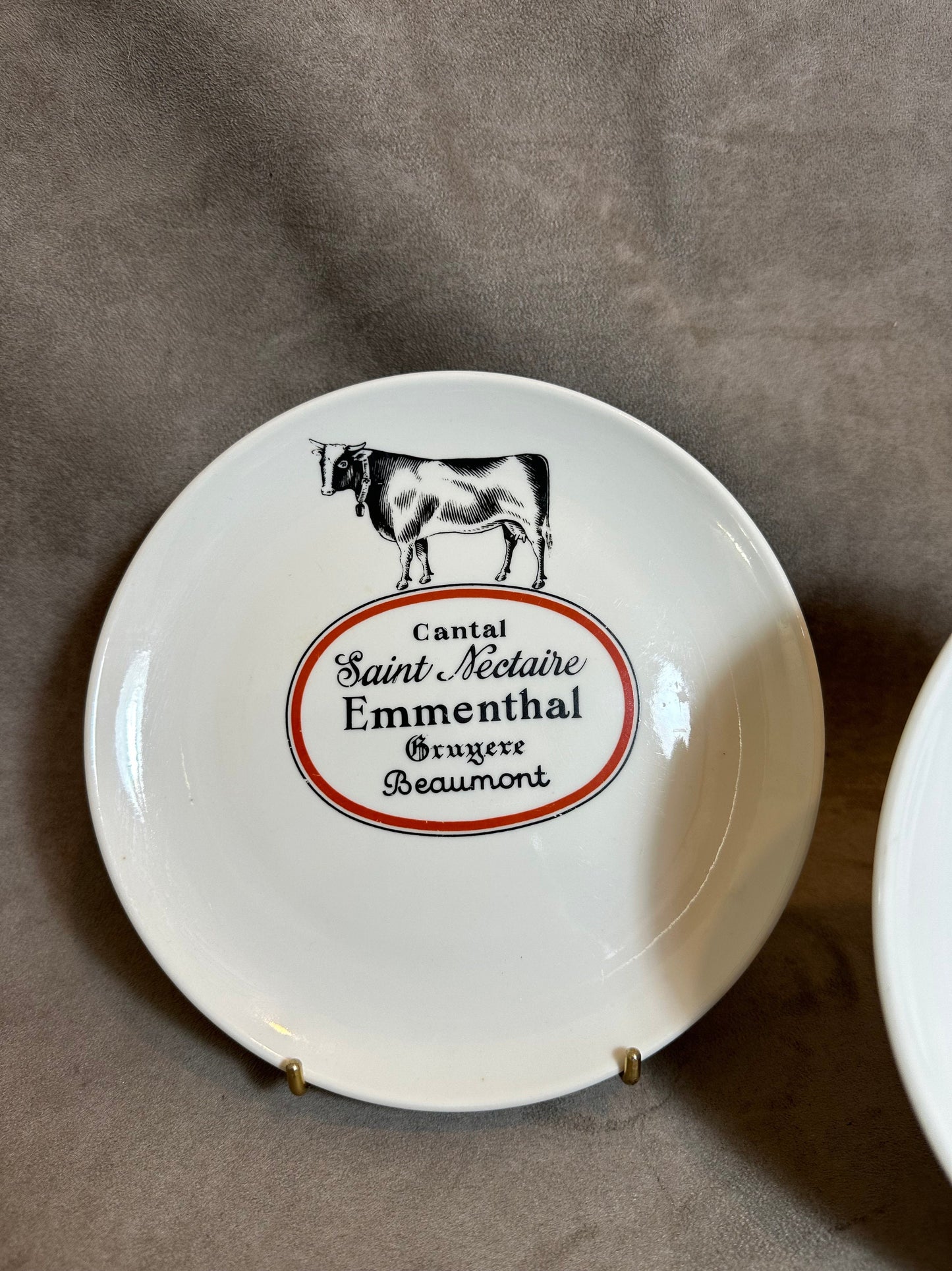 Set of 2 vintage Auteuil porcelain cheese plates Made in France