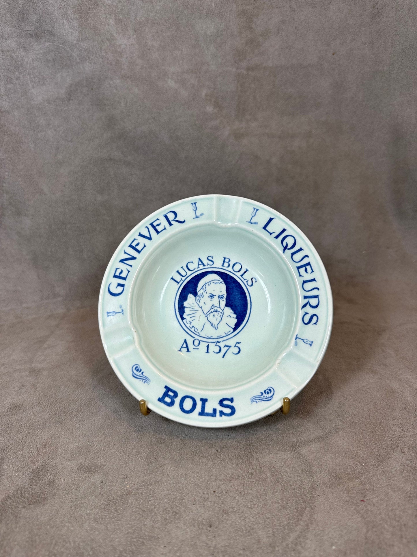 Vintage Lucas Bols Likör-Gin-Aschenbecher aus Steingut Made in France 1960