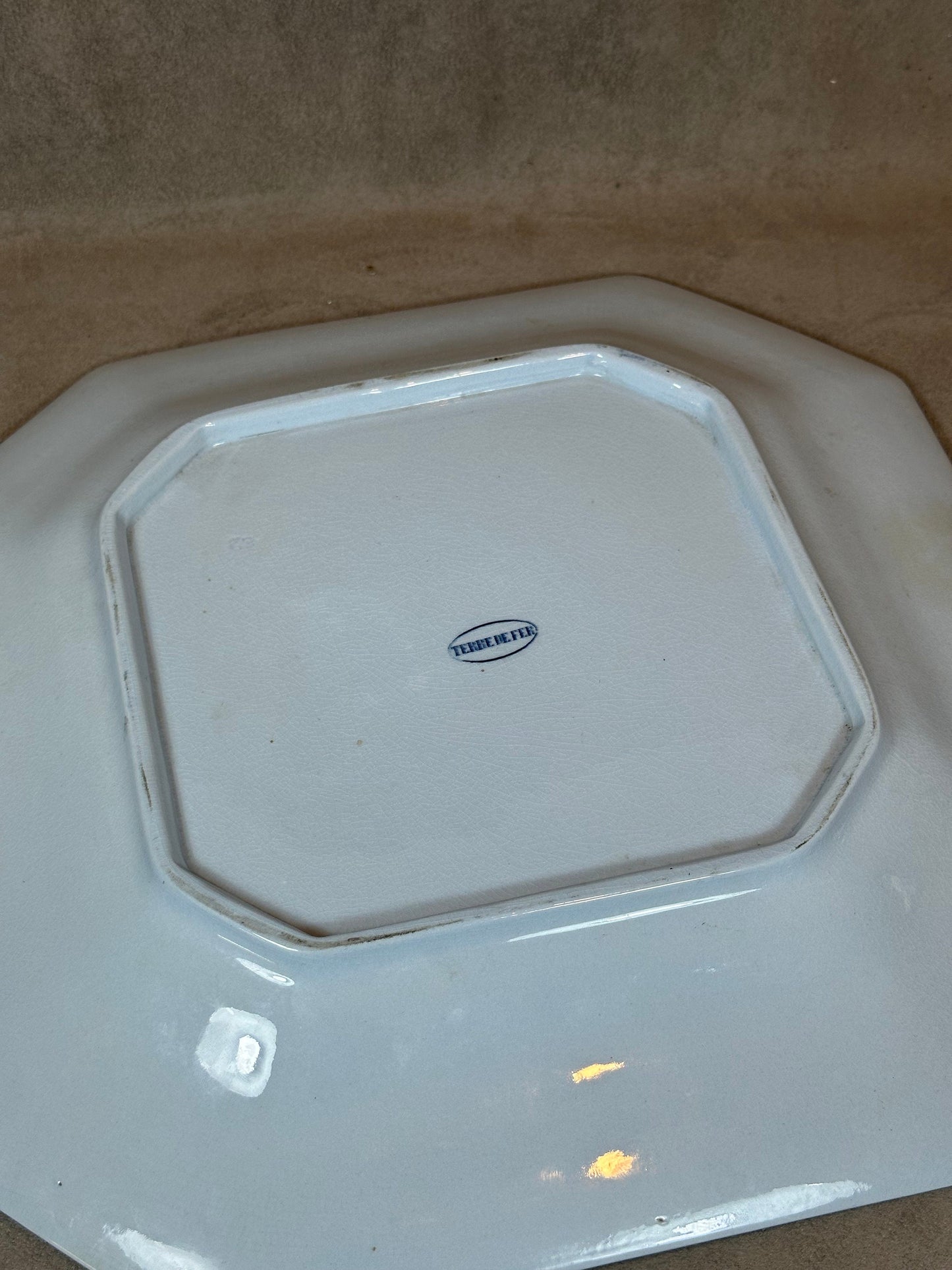 Earthenware Dish, Monogram L, by Terre de Fer, Made in France, Vintage 1970