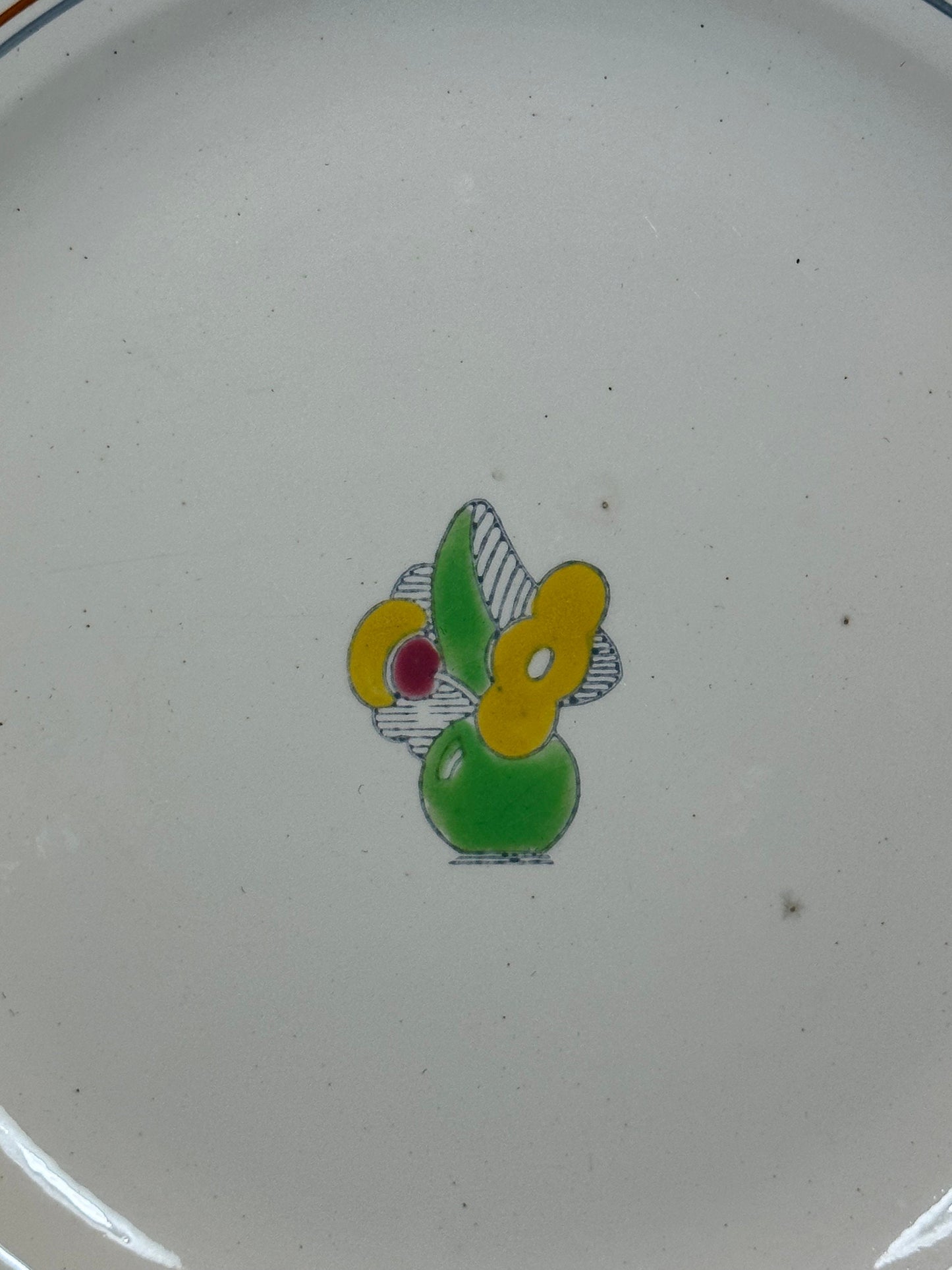 Earthenware Plate with Flower in Vase motif by Raphael E. Charbonnier, Made in France, Vintage 1980
