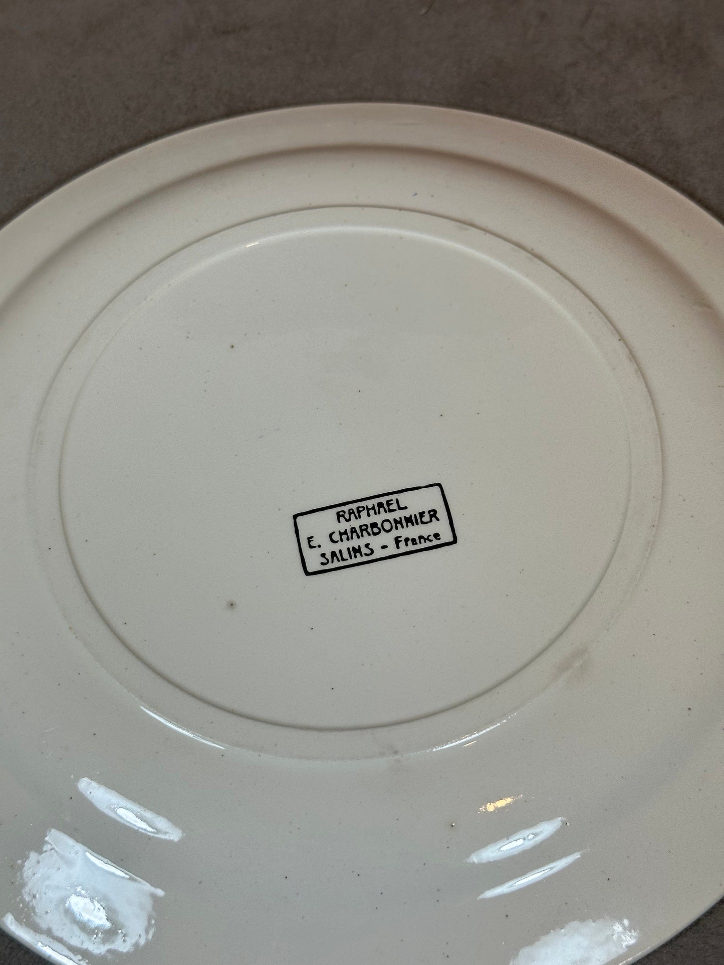 Earthenware Plate with Flower in Vase motif by Raphael E. Charbonnier, Made in France, Vintage 1980