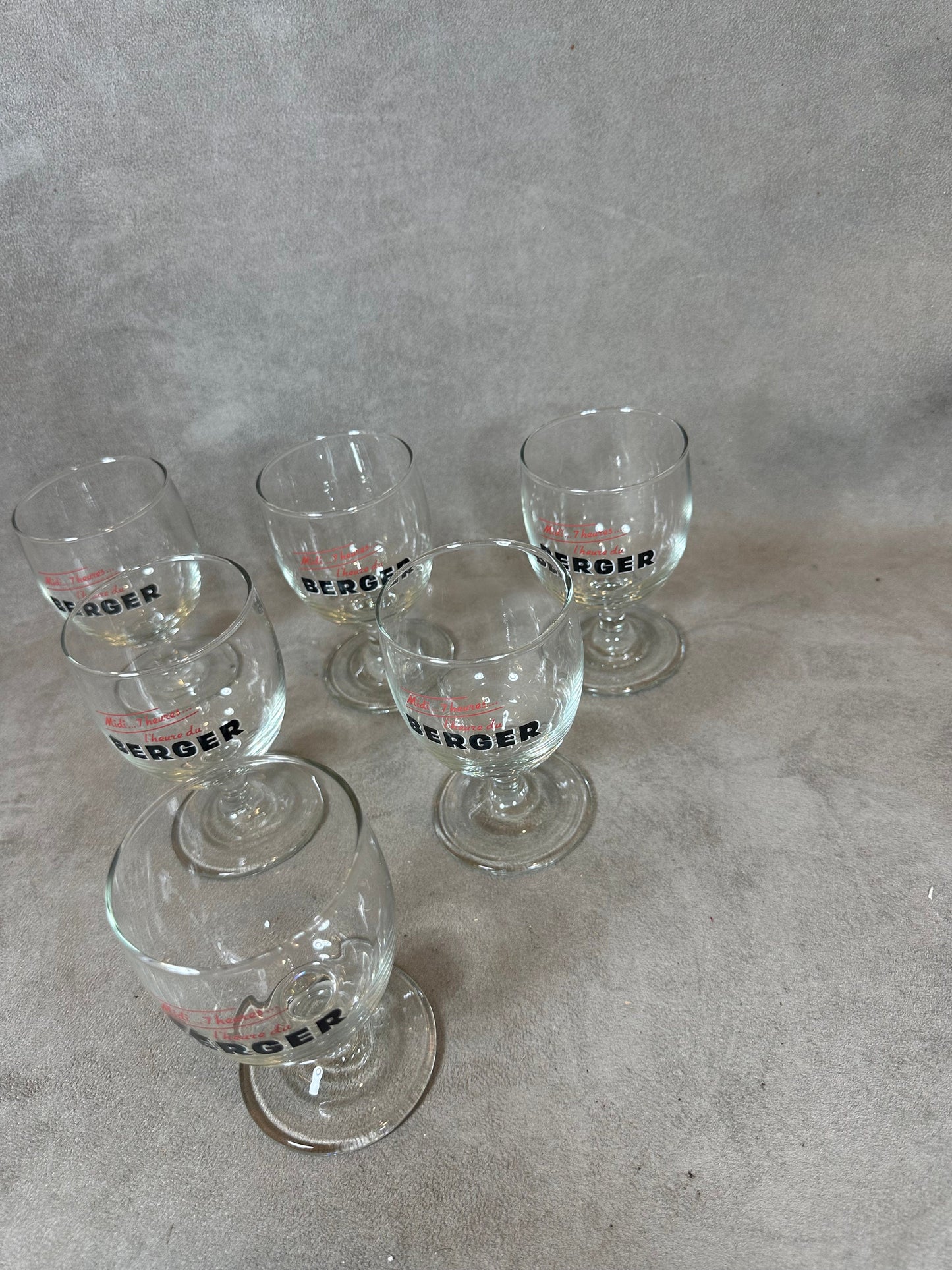 6 verres Anisette Berger blanc vintage articles publicitaires | Made in France | Années 1990