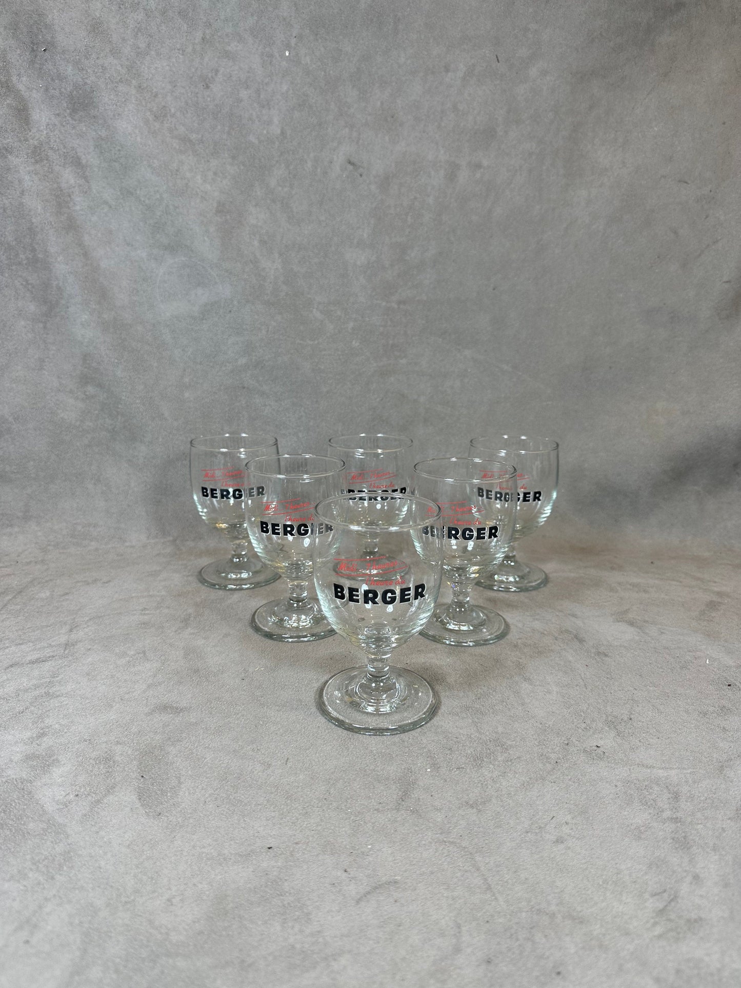 6 verres Anisette Berger blanc vintage articles publicitaires | Made in France | Années 1990