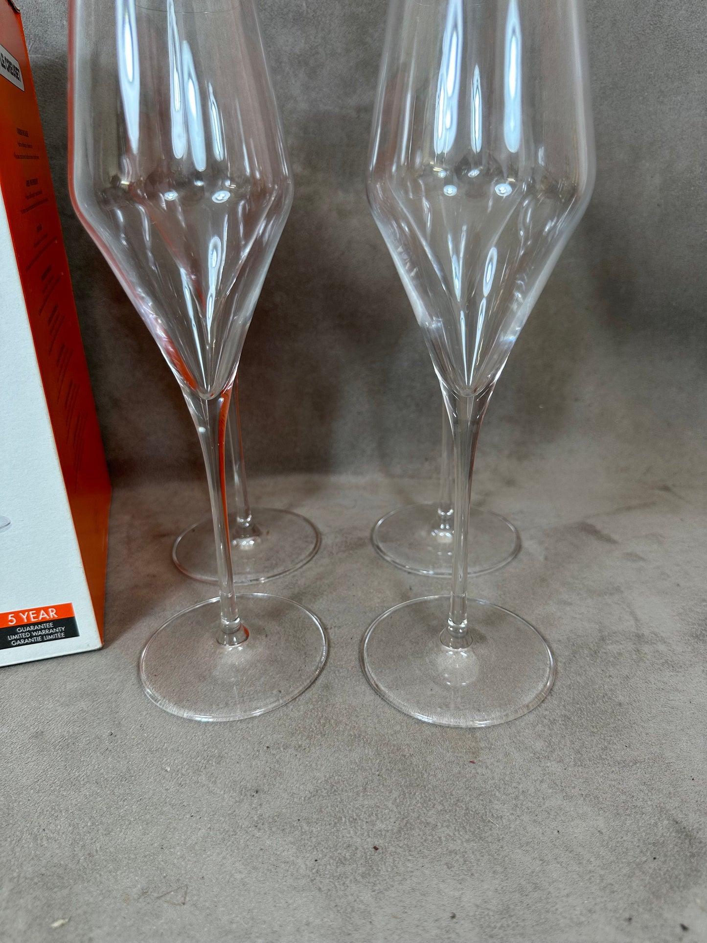 Lot de 4 flutes à champagne en cristal Le Creuset Made in France