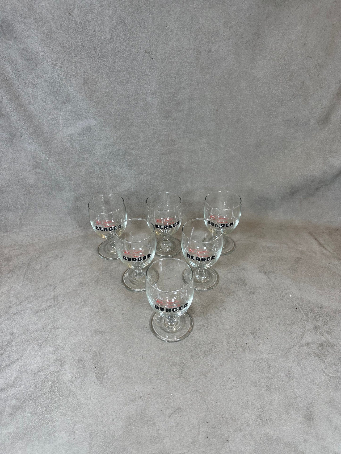 6 verres Anisette Berger blanc vintage articles publicitaires | Made in France | Années 1990