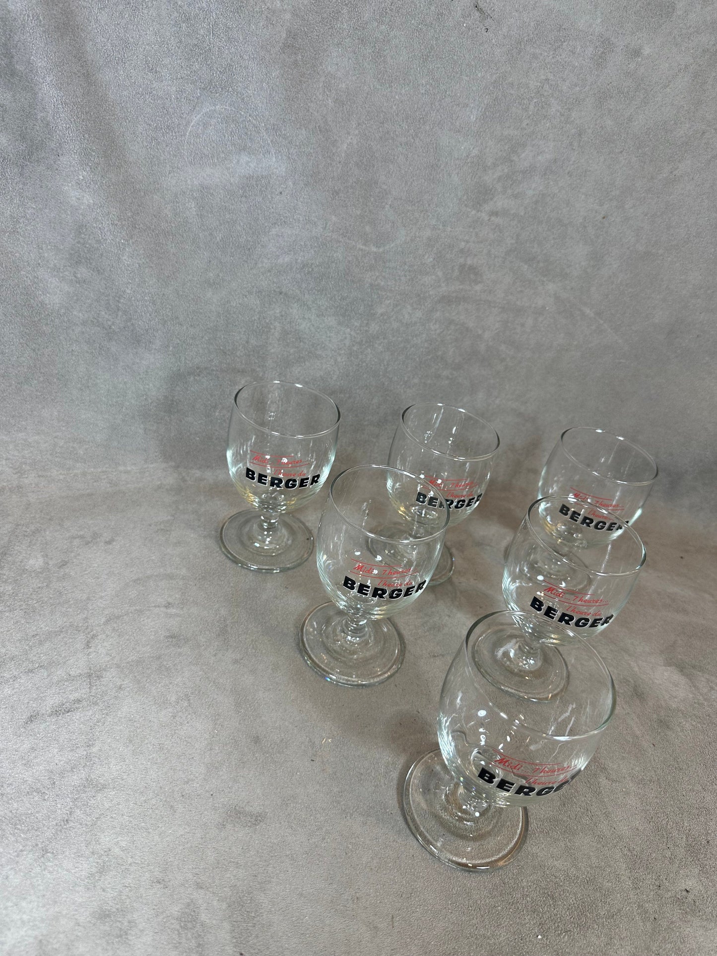 6 verres Anisette Berger blanc vintage articles publicitaires | Made in France | Années 1990