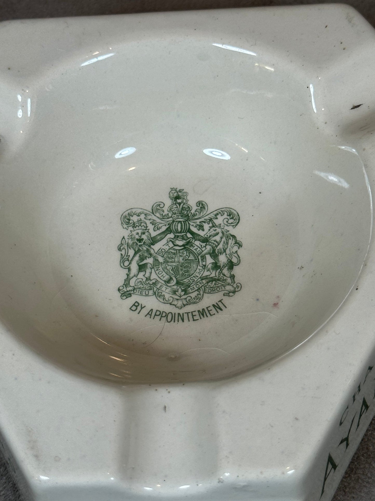 SELTENER Werbeaschenbecher aus Steingut, Champagner Ayala & Co, Château d'AY, Made in France, Vintage 1980