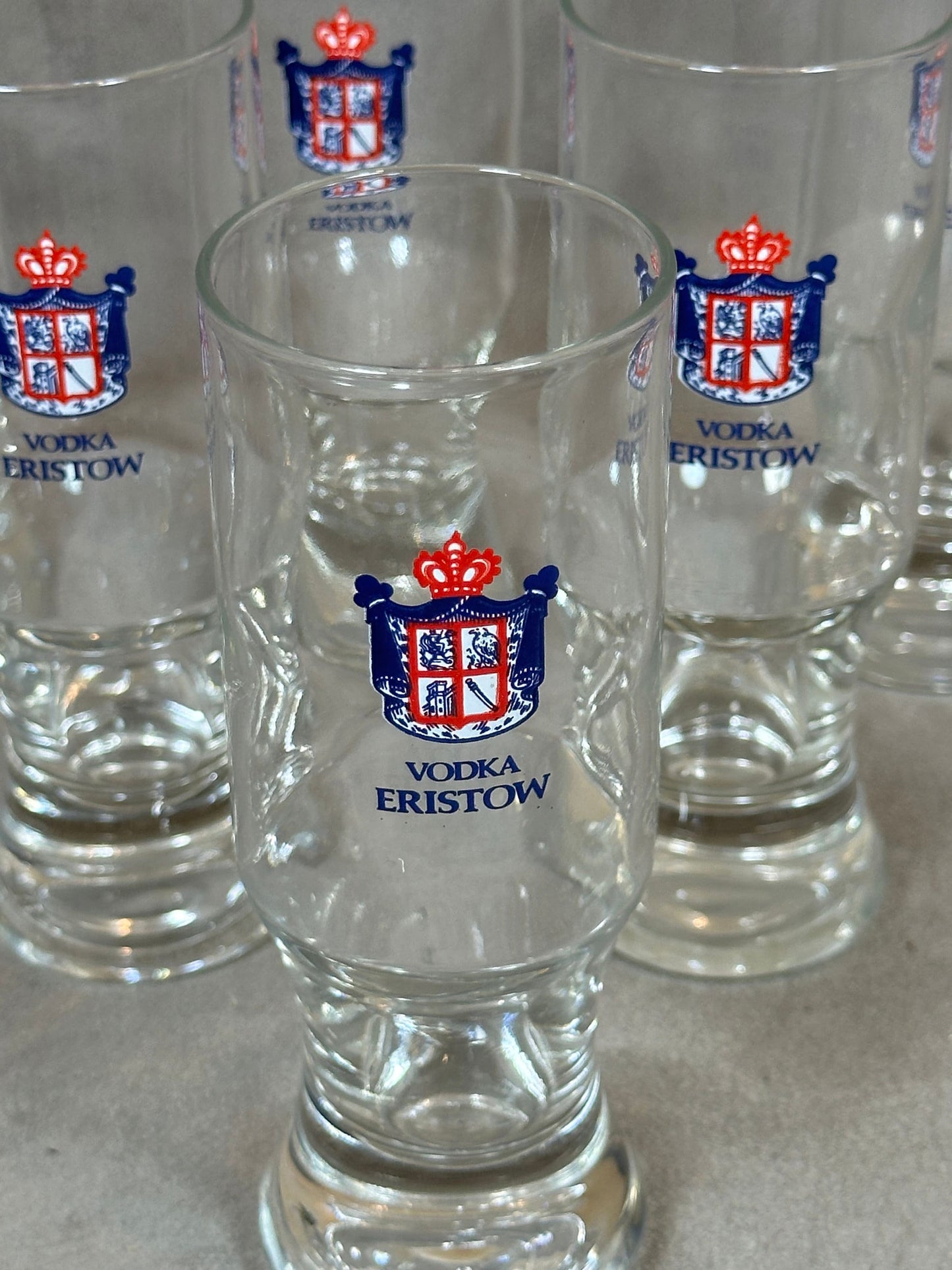 Set of 6 Eristow Vodka Glasses Eristow Vintage Advertising Glass 1960