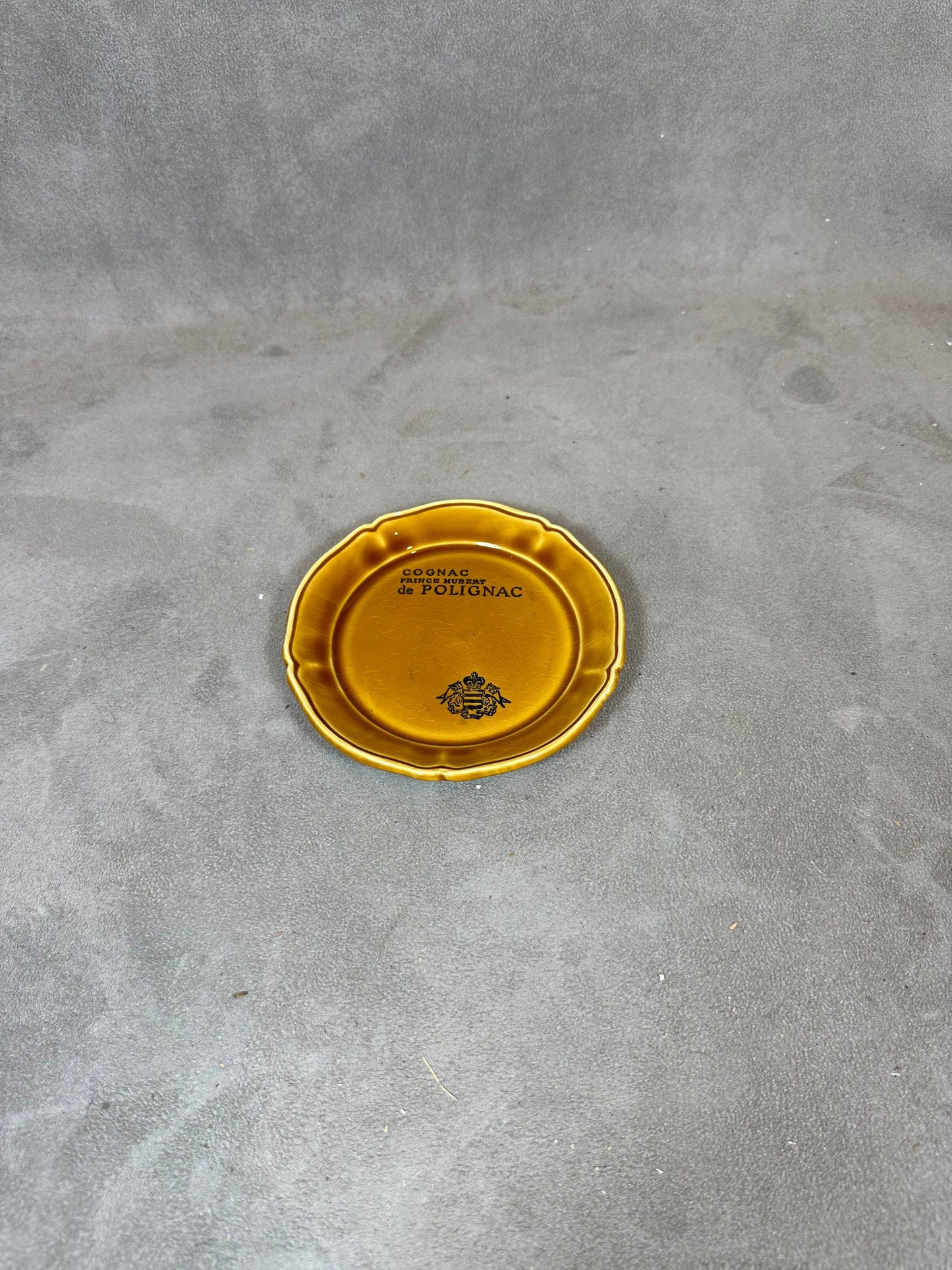 Cognac Prince Hubert de Polignac advertising ashtray in Saint Clément ceramic Made in France