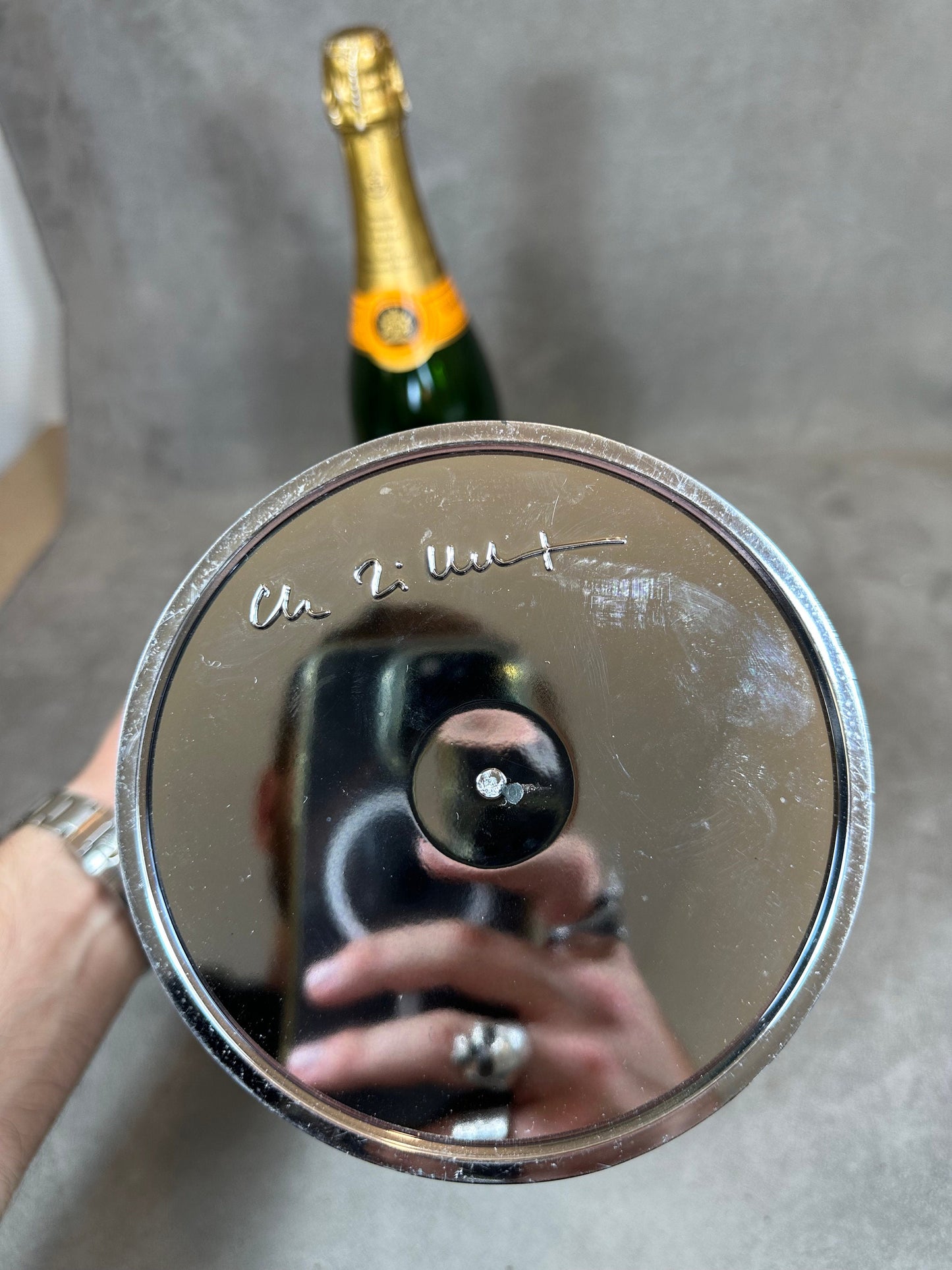 Veuve Clicquot seau La Grande Dame seau acrylique miroir Christophe Pillet pour bouteille de champagne Champagne Made in France