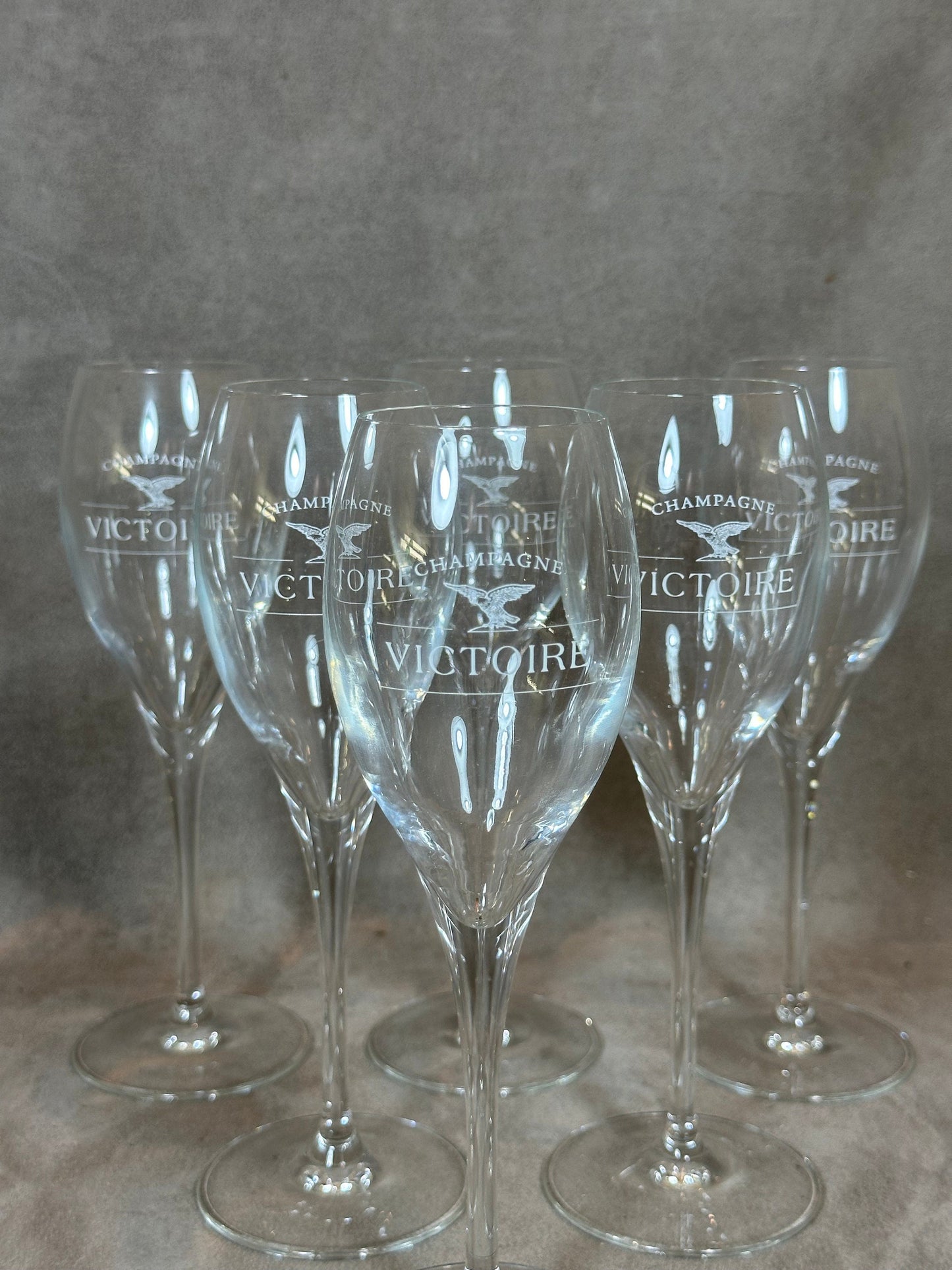 Champagne Victoire 6 Flute Lehman Reims for Champagne Victoire vintage in crystal