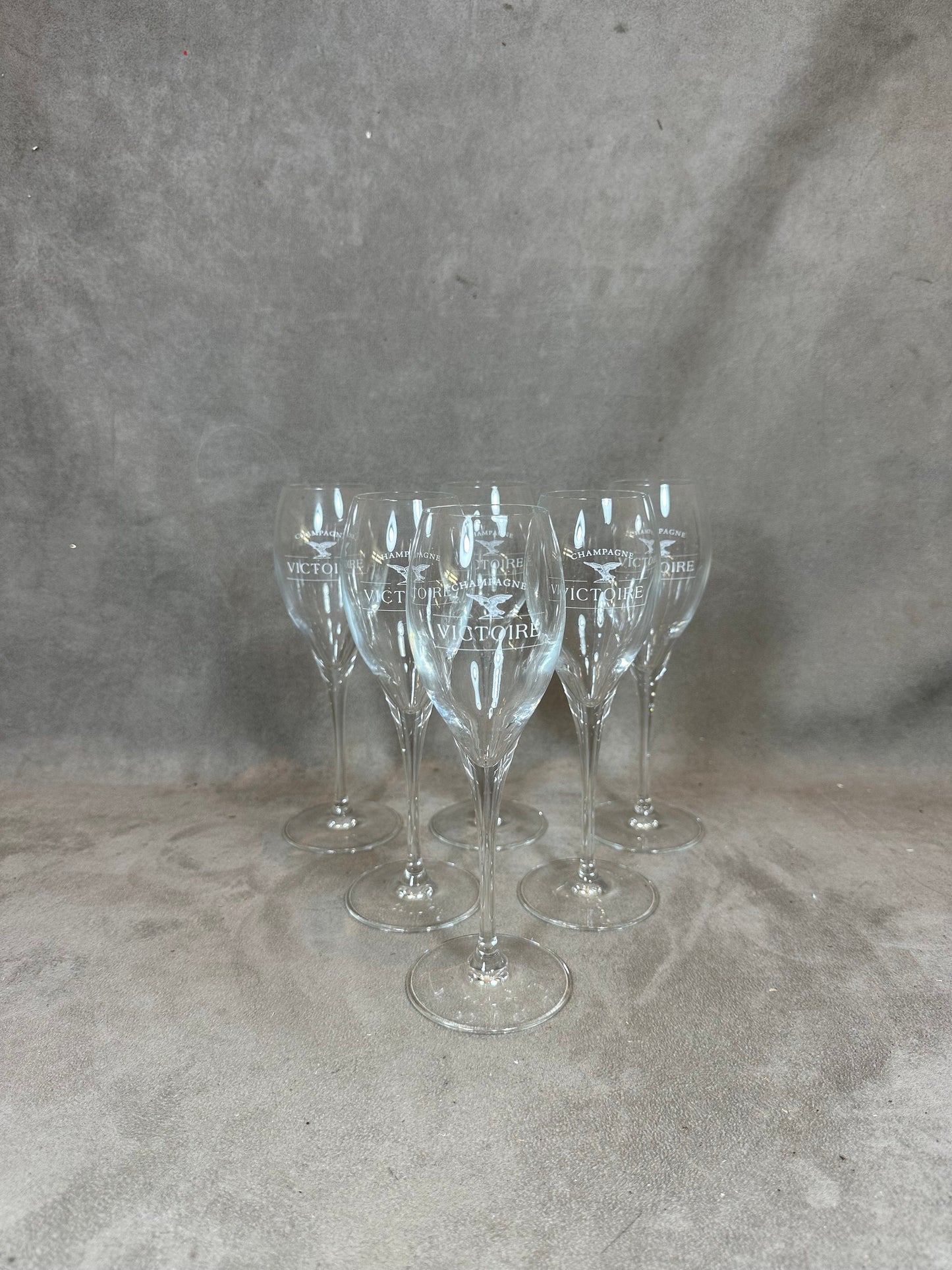 Champagne Victoire 6 Flute Lehman Reims for Champagne Victoire vintage in crystal