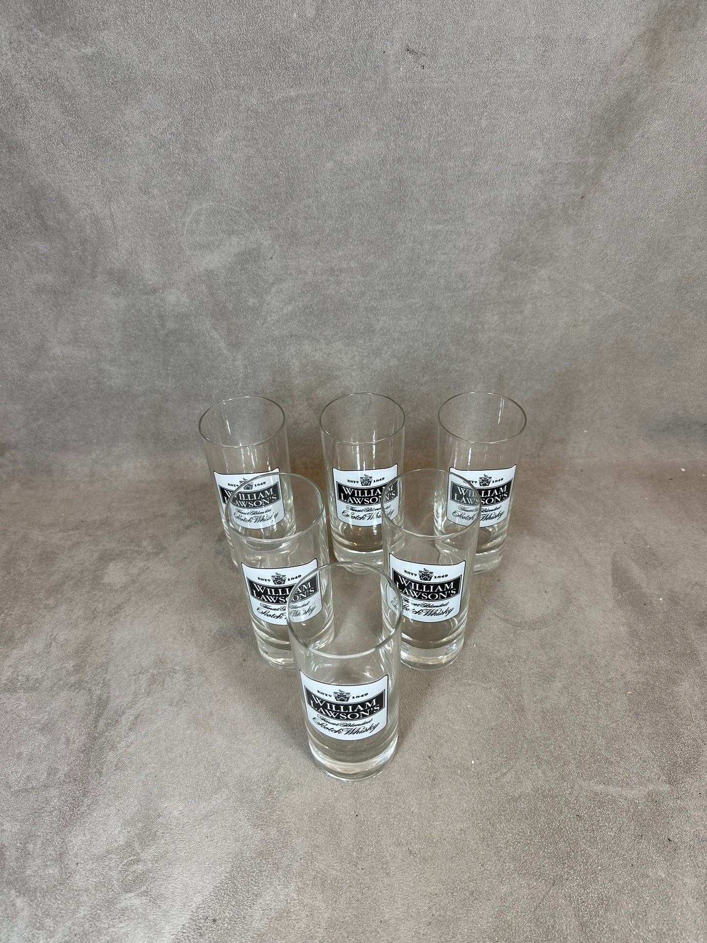 Set of 6 Vintage William Lawson Whiskey Glasses