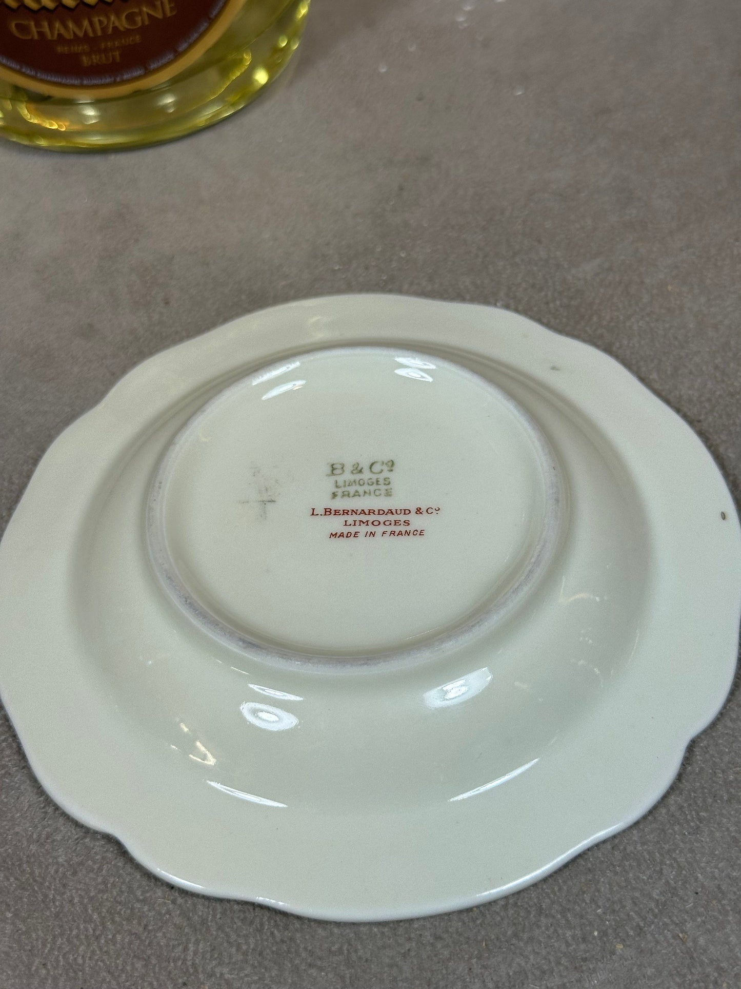 Ruinart Bernardaud Vintage Porzellan Aschenbecher, Französischer Champagner, Champagner Geschenk Made in France