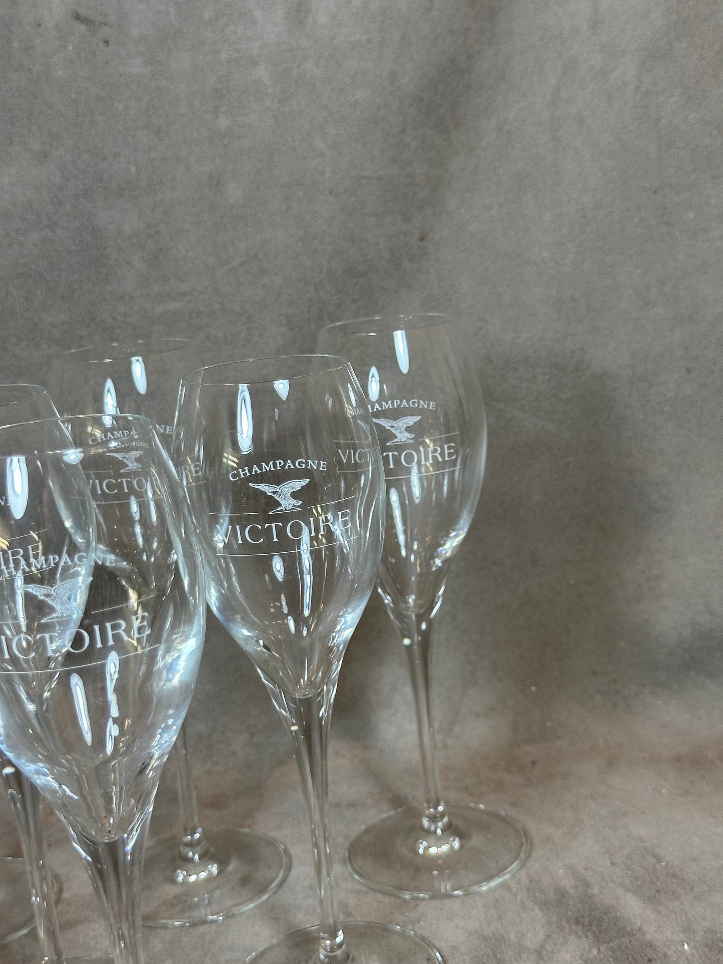 Champagne Victoire 6 Flute Lehman Reims for Champagne Victoire vintage in crystal