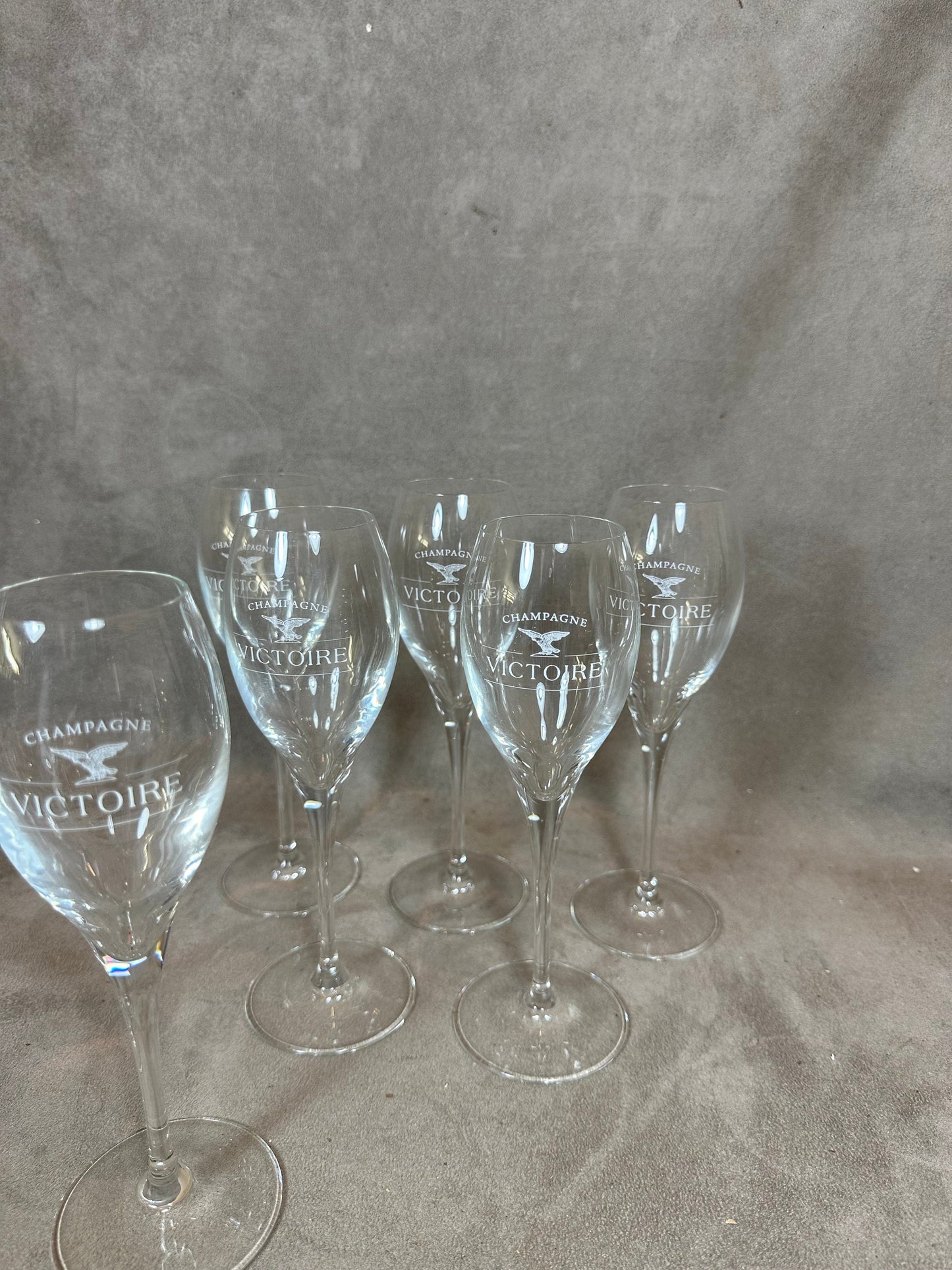Champagne Victoire 6 Flute Lehman Reims for Champagne Victoire vintage in crystal