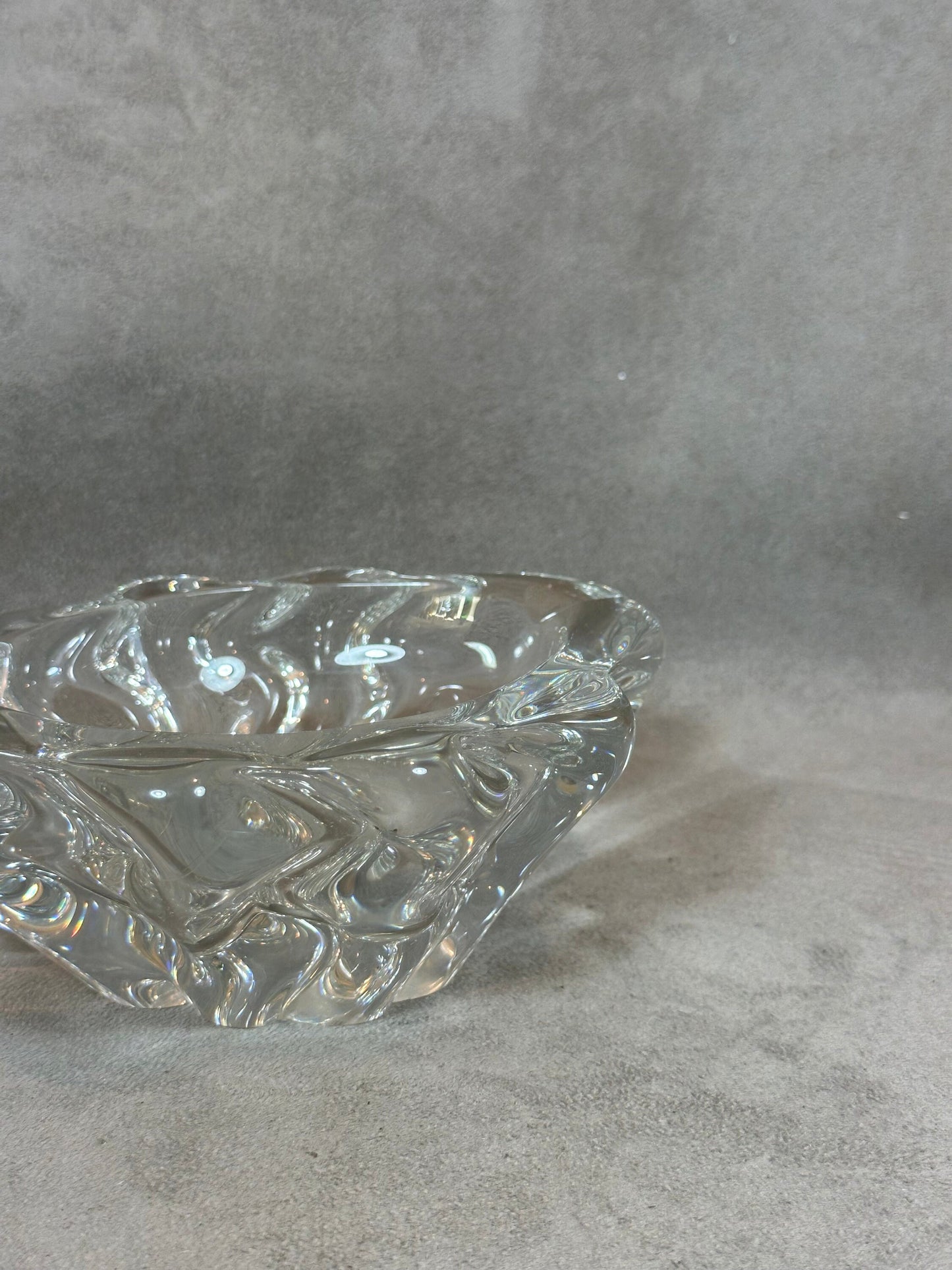 RARE Magnificent DAUM vintage crystal ashtray Made in France 1960s