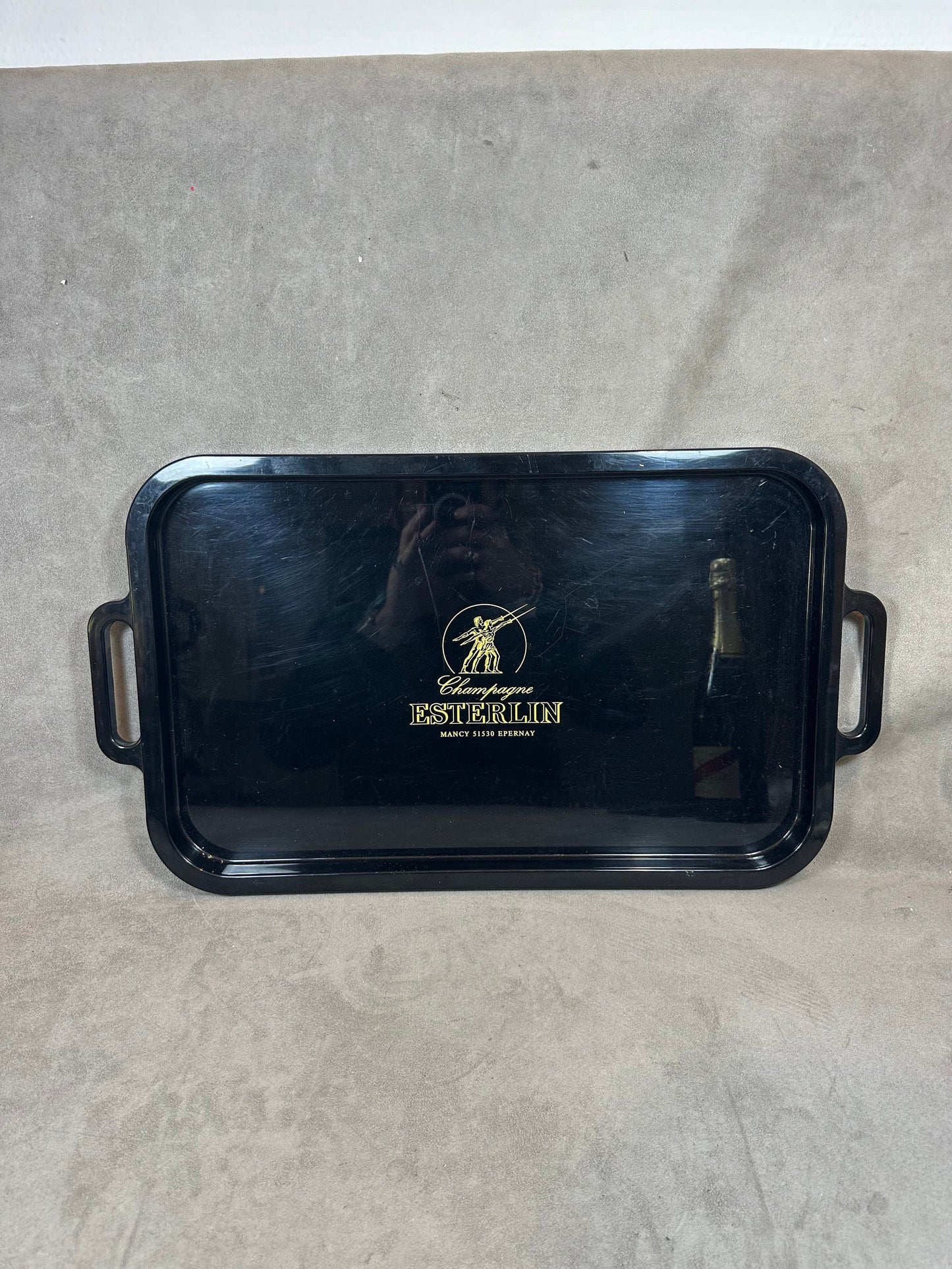 Plateau Rectangulaire en Plastique, Champagne Esterlin Epernay, Made in France, Vintage 1980