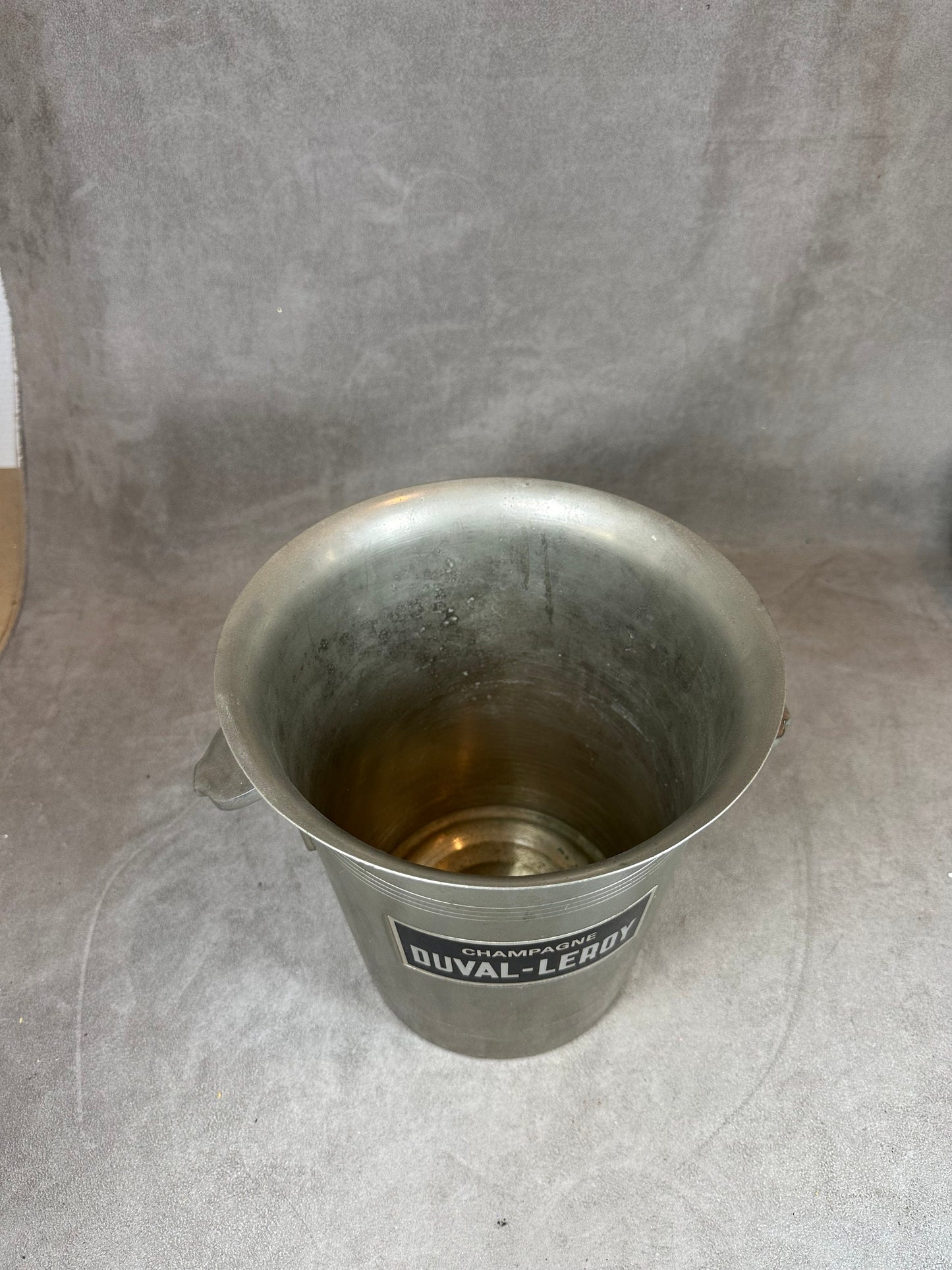 Duval-Leroy steel champagne bucket from the 1960s