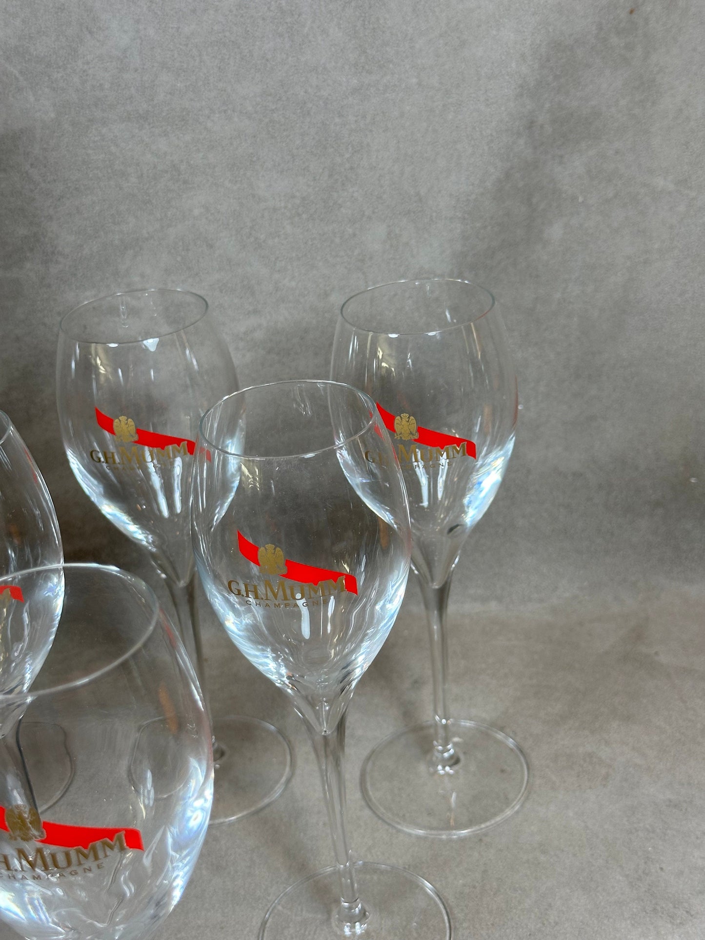 Set mit 6 Champagnerflöten aus Champagnerglas von MUMM France | Vintage, hergestellt in Frankreich