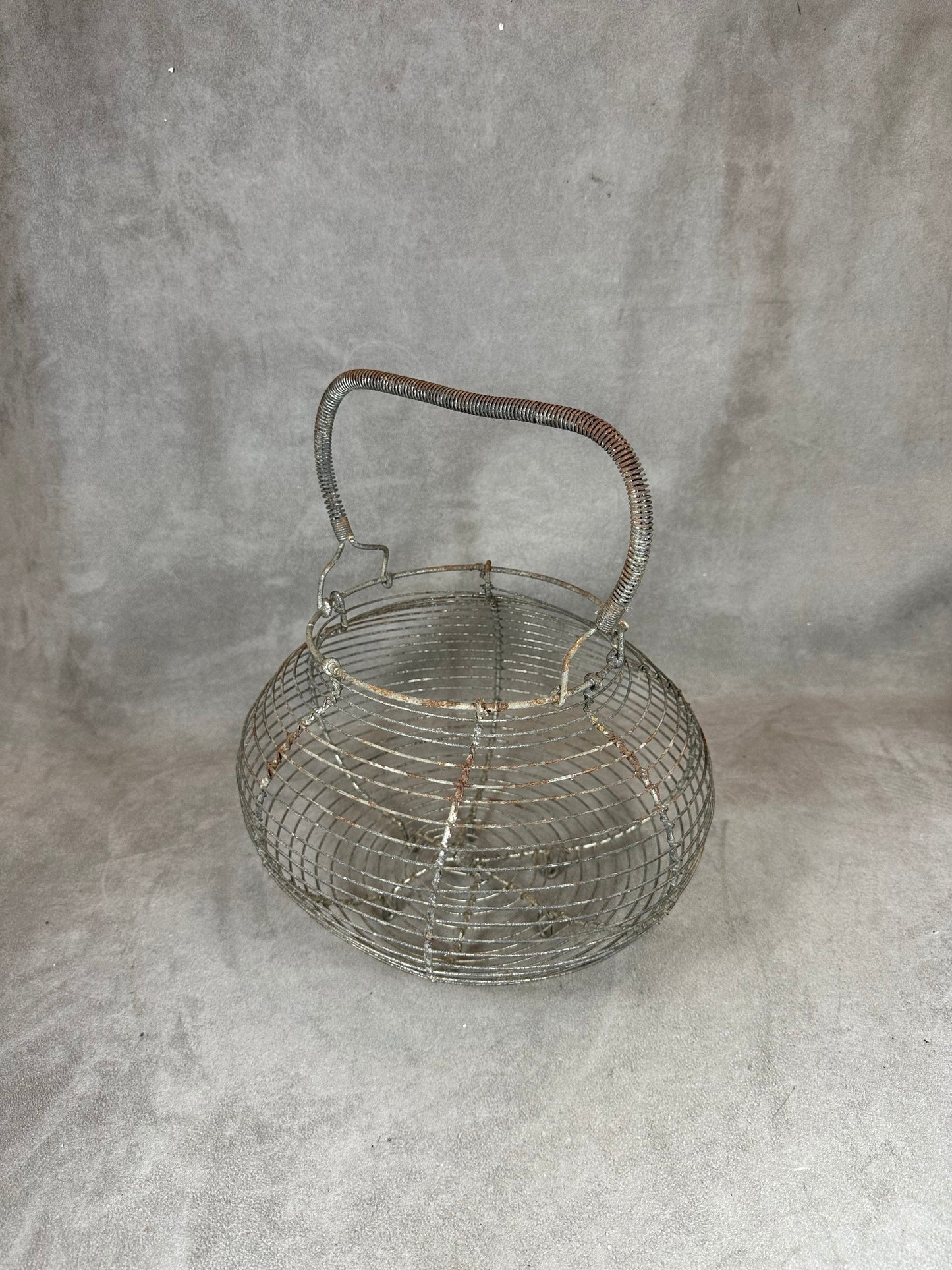 Vintage metal egg, salad or fruit basket Made in France 1900s