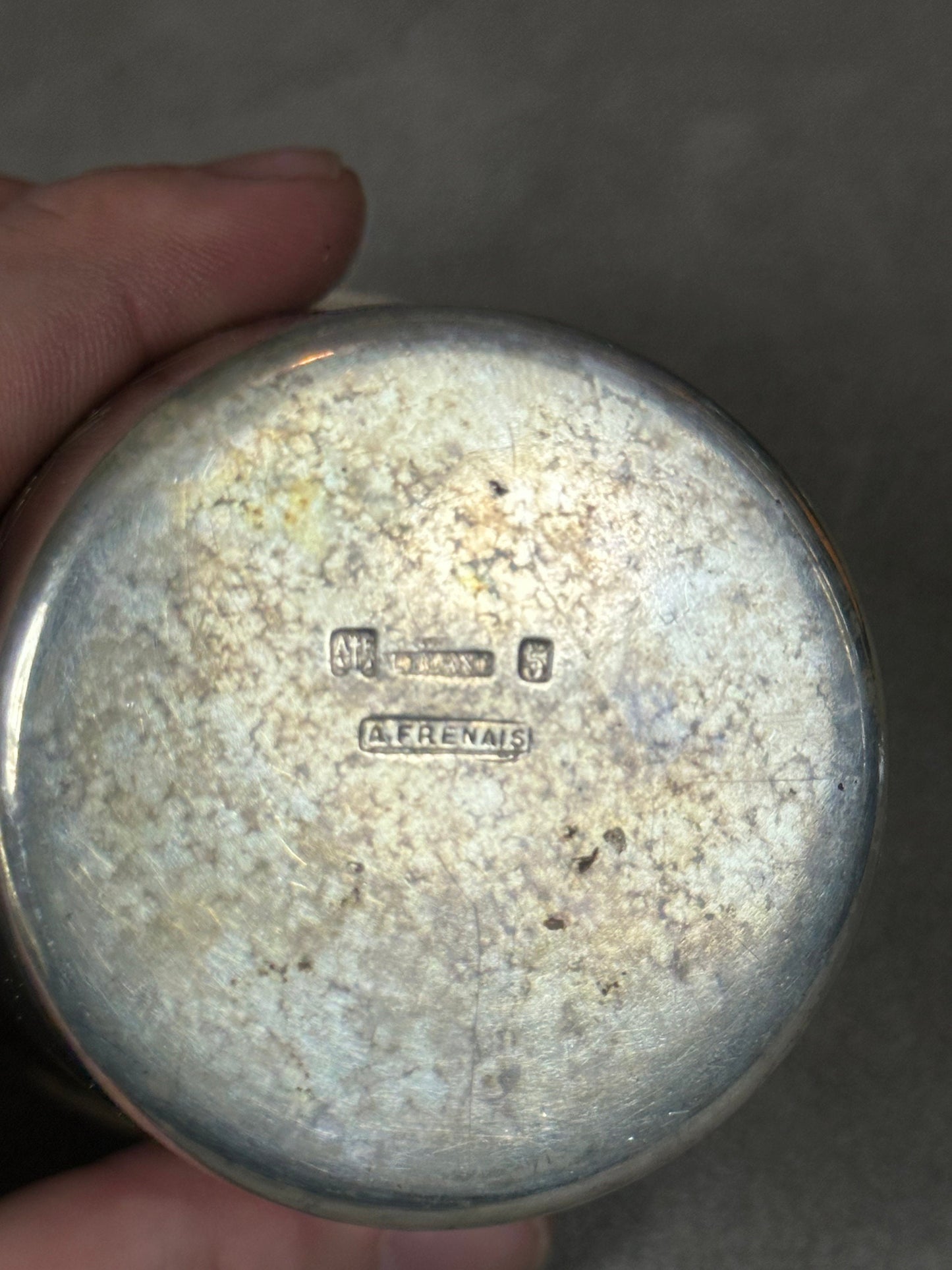 Baptismal cup in silver metal, A.Frenais, Goldsmith's hallmark, Made in France, Vintage 1970