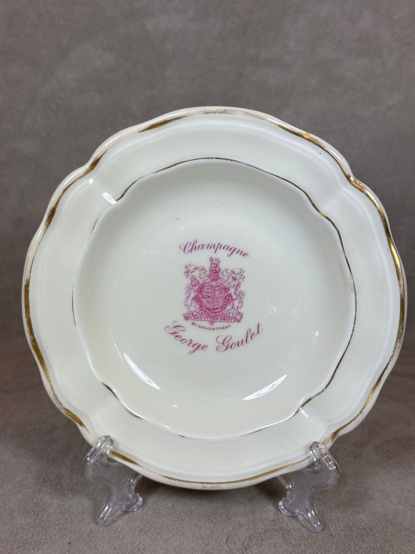 RARE Magnifique Cendrier en porcelaine de limoges Bernardaud vintage champagne Georges Goulet Années 1920