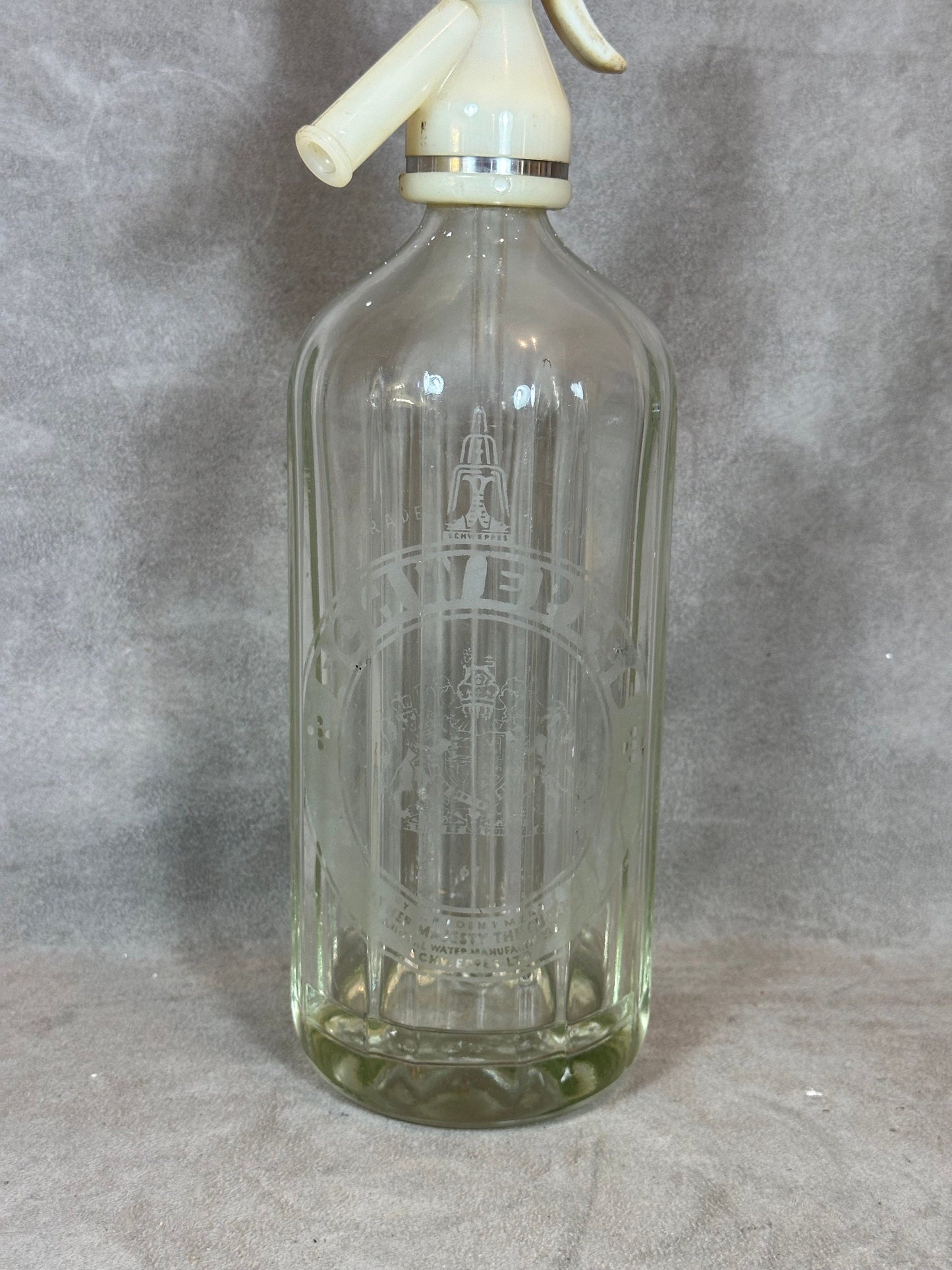 RARE Siphon en verre et plastique Schweppes vintage Made in France 1970