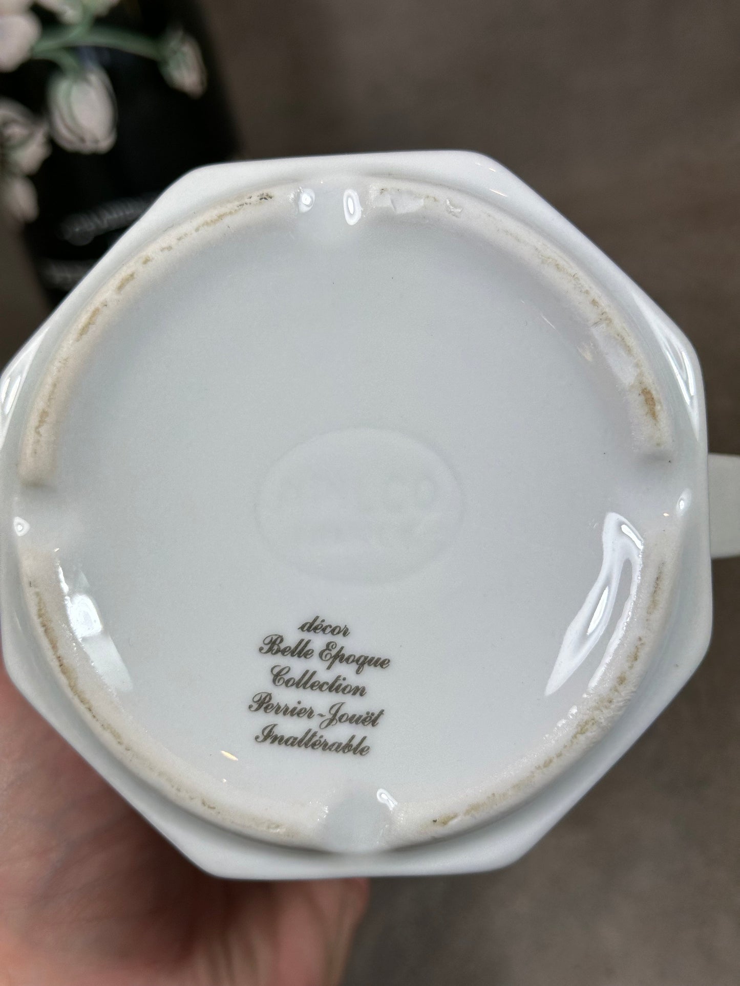 RARE Cafetière Perrier-Jouët Belle Epoque en porcelaine Apilco Made in France Vintage 1970