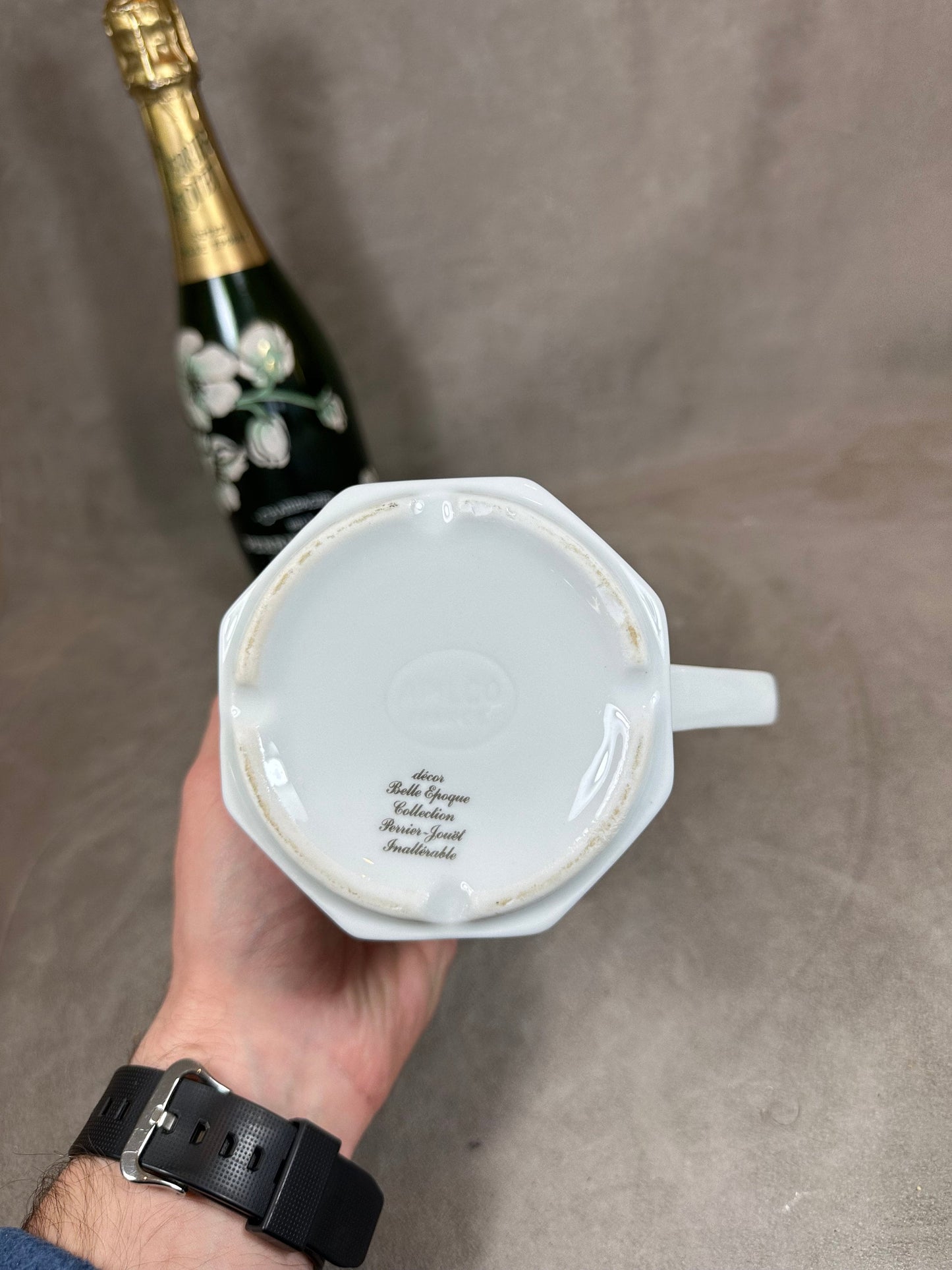 RARE Cafetière Perrier-Jouët Belle Epoque en porcelaine Apilco Made in France Vintage 1970