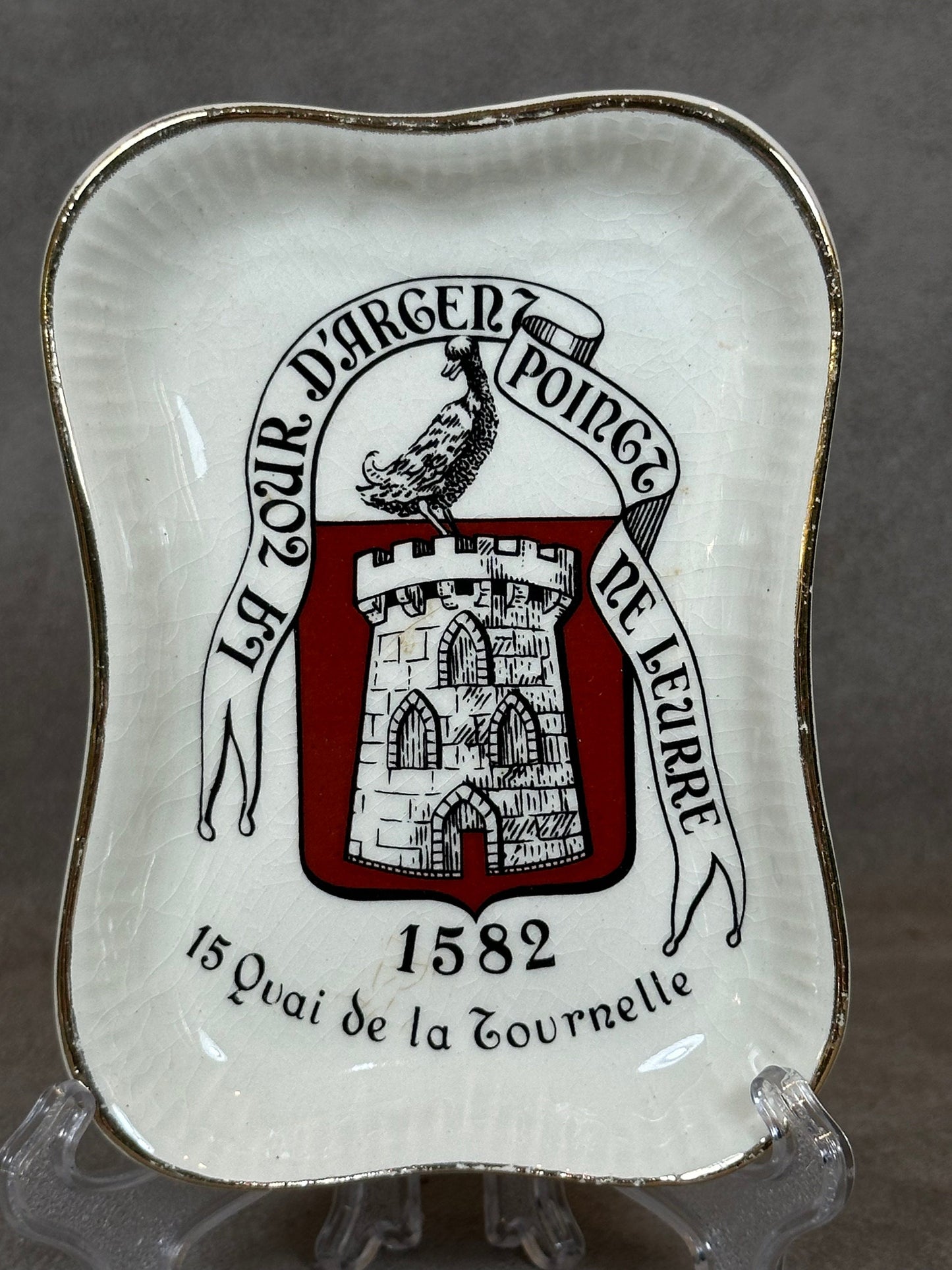 La Tour d'Argent Paris Aschenbecher, Porzellan, Keramik, Tobacciana, Vintage Restaurant, Werbung, Paris, Made in France