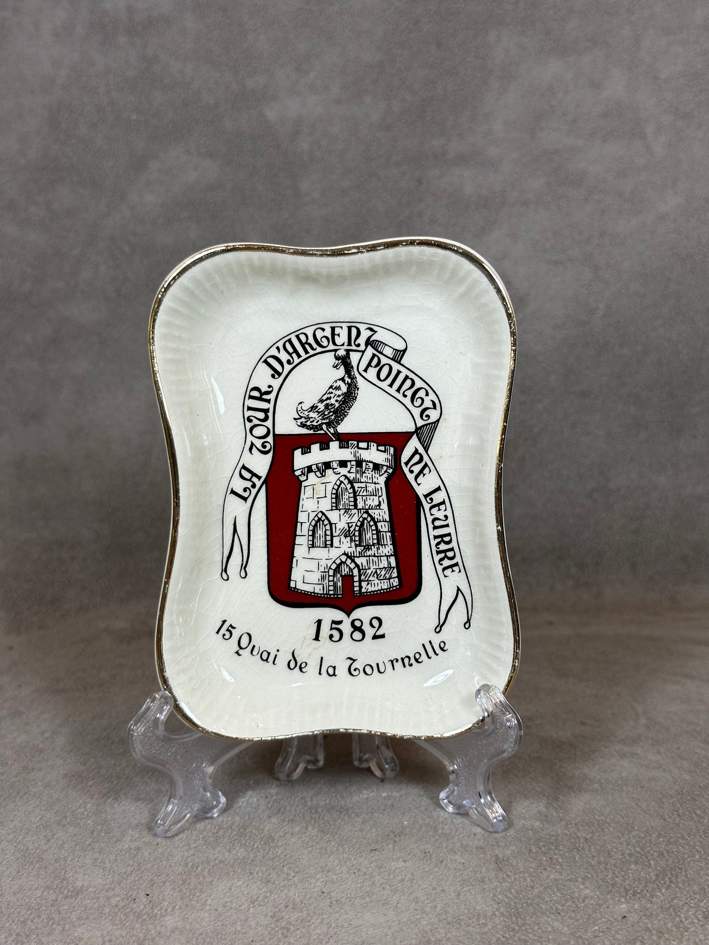 La Tour d'Argent Paris Aschenbecher, Porzellan, Keramik, Tobacciana, Vintage Restaurant, Werbung, Paris, Made in France