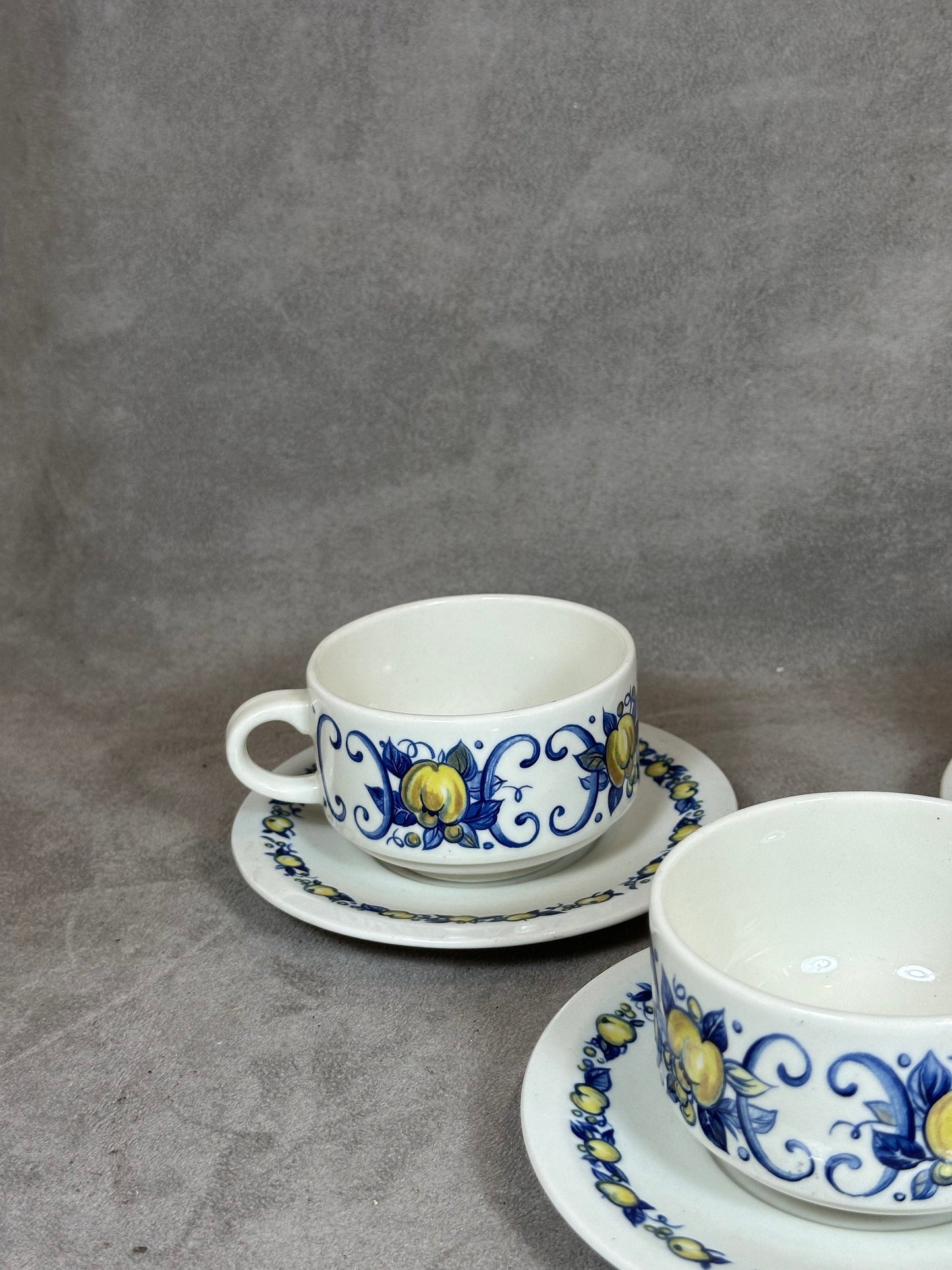 Service de 3 Tasses en Porcelaine par Villeroy & Boch, Modèle Cadiz, Made in Luxembourg, Vintage 1980