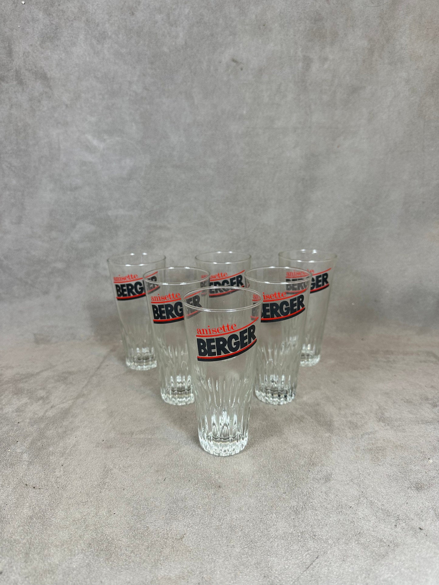 6 verres Anisette Berger vintage articles publicitaires | Made in France | Années 1960
