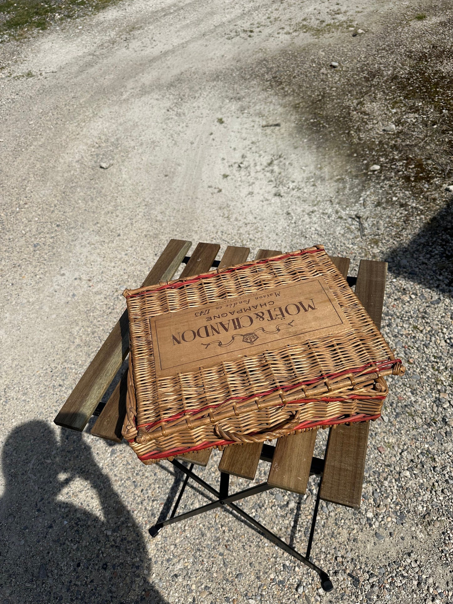 Vintage Moet et Chandon Brut Imperial Champagne or Picnic Wicker Box Made in France 1960