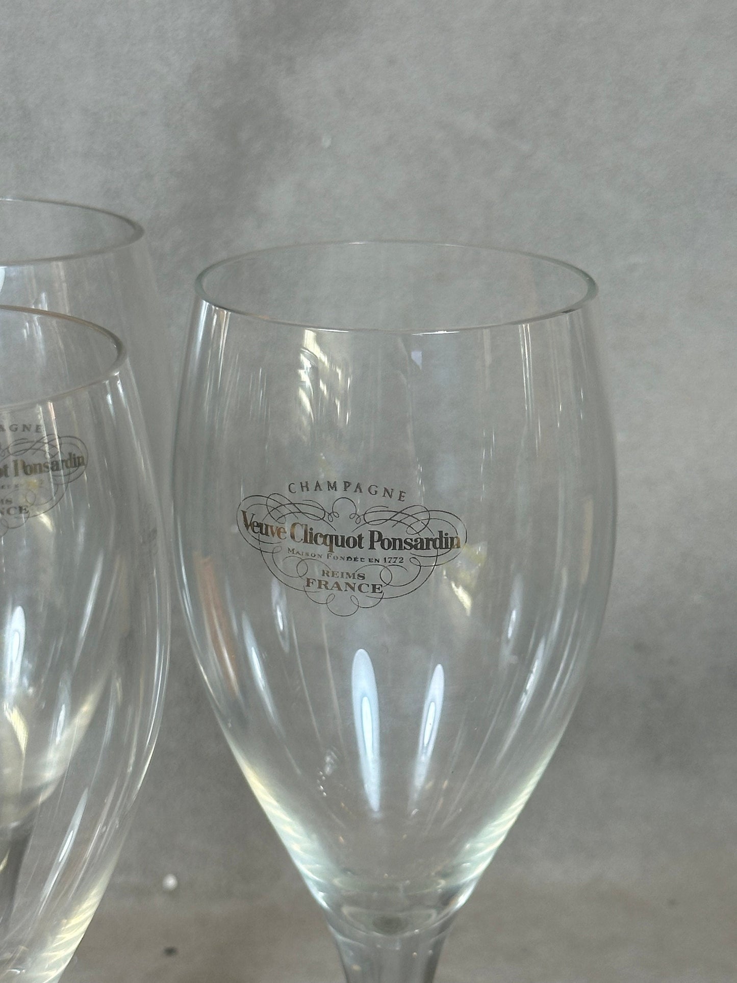 RARE 6 Flutes Veuve Clicquot Ponsardin vintage en verre dans leur boite d'origine 1960