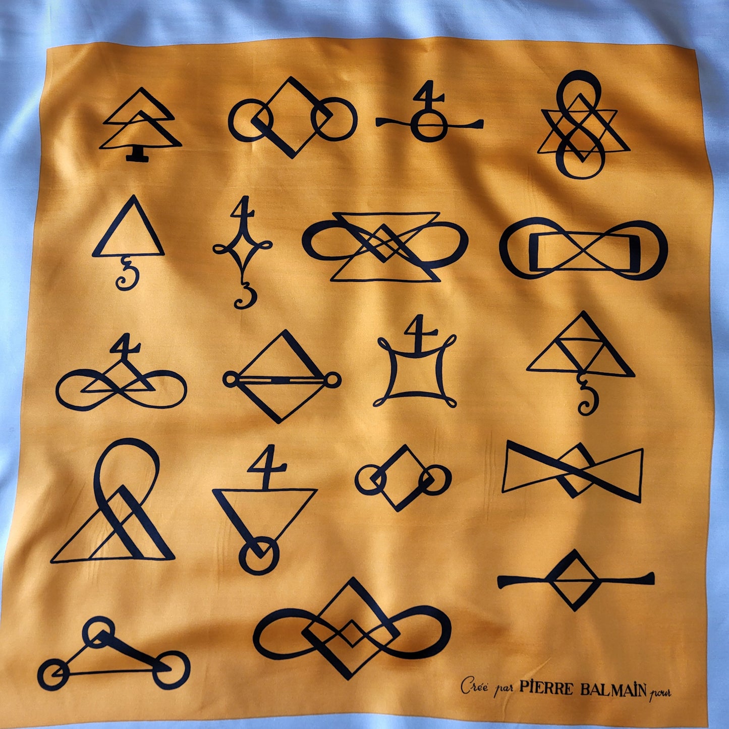 Veuve Clicquot Silk Scarf Pierre Balmain for Veuve Clicquot Vintage Made in France 1970s