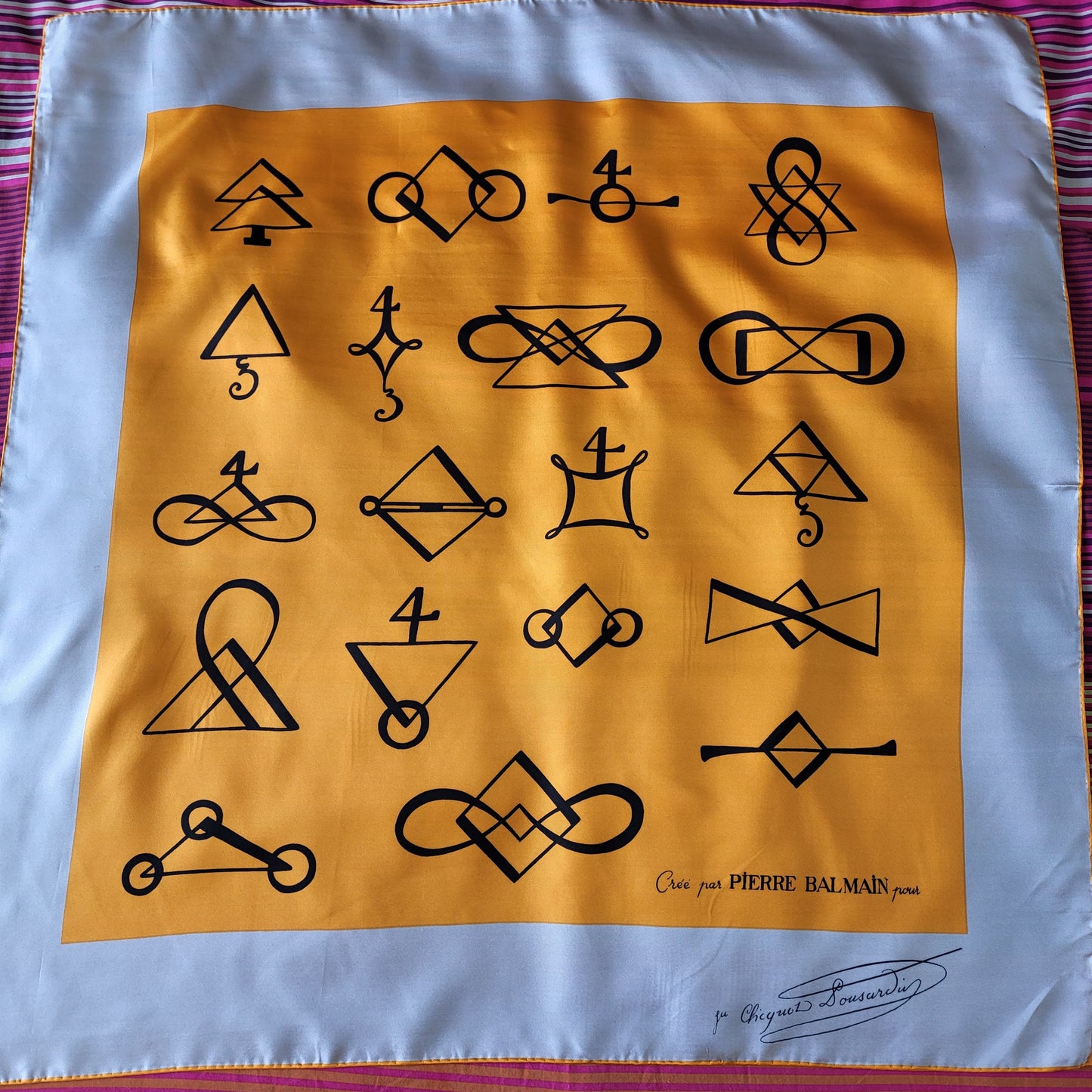 Veuve Clicquot Silk Scarf Pierre Balmain for Veuve Clicquot Vintage Made in France 1970s