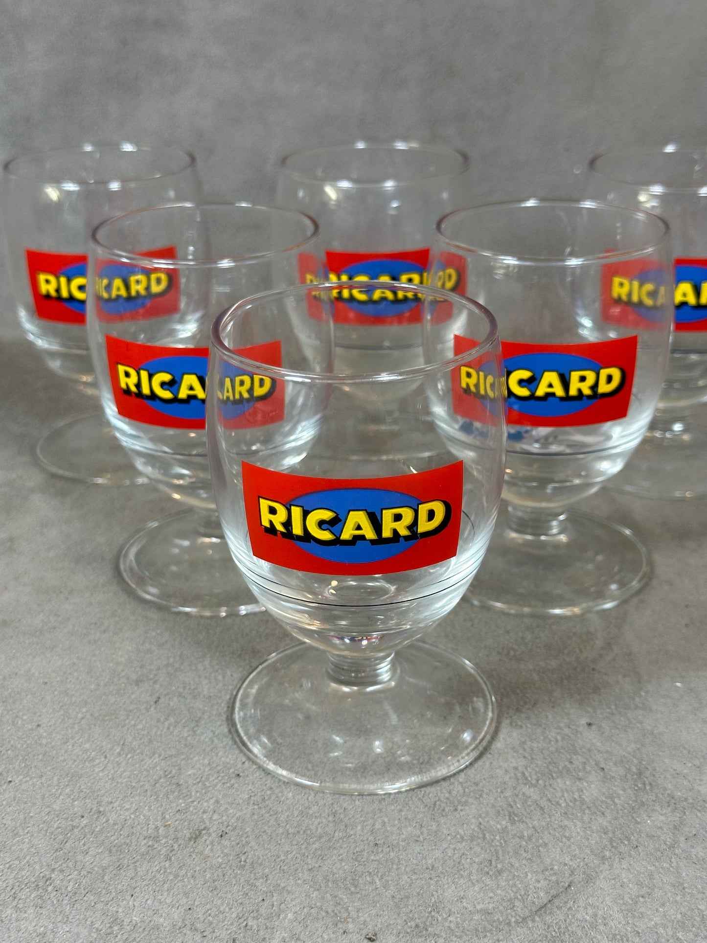 RARE 6 vintage Ricard glasses Edition 1950 advertising items | Made in France | 1950s