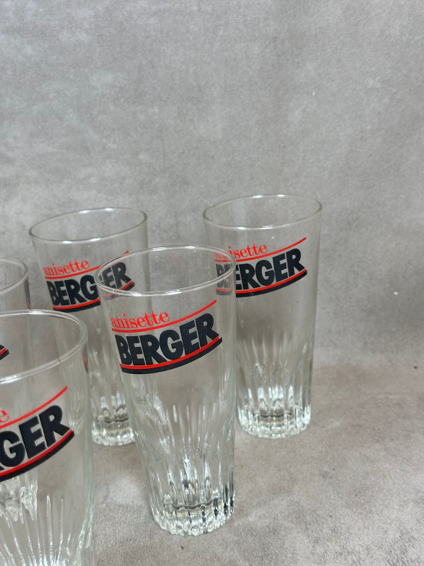 6 verres Anisette Berger vintage articles publicitaires | Made in France | Années 1960