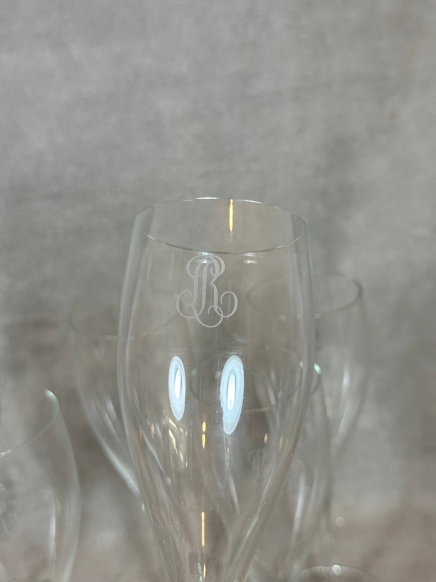 Lot de 6 flutes en verre vintage Champagne Roederer Reims Années 1980