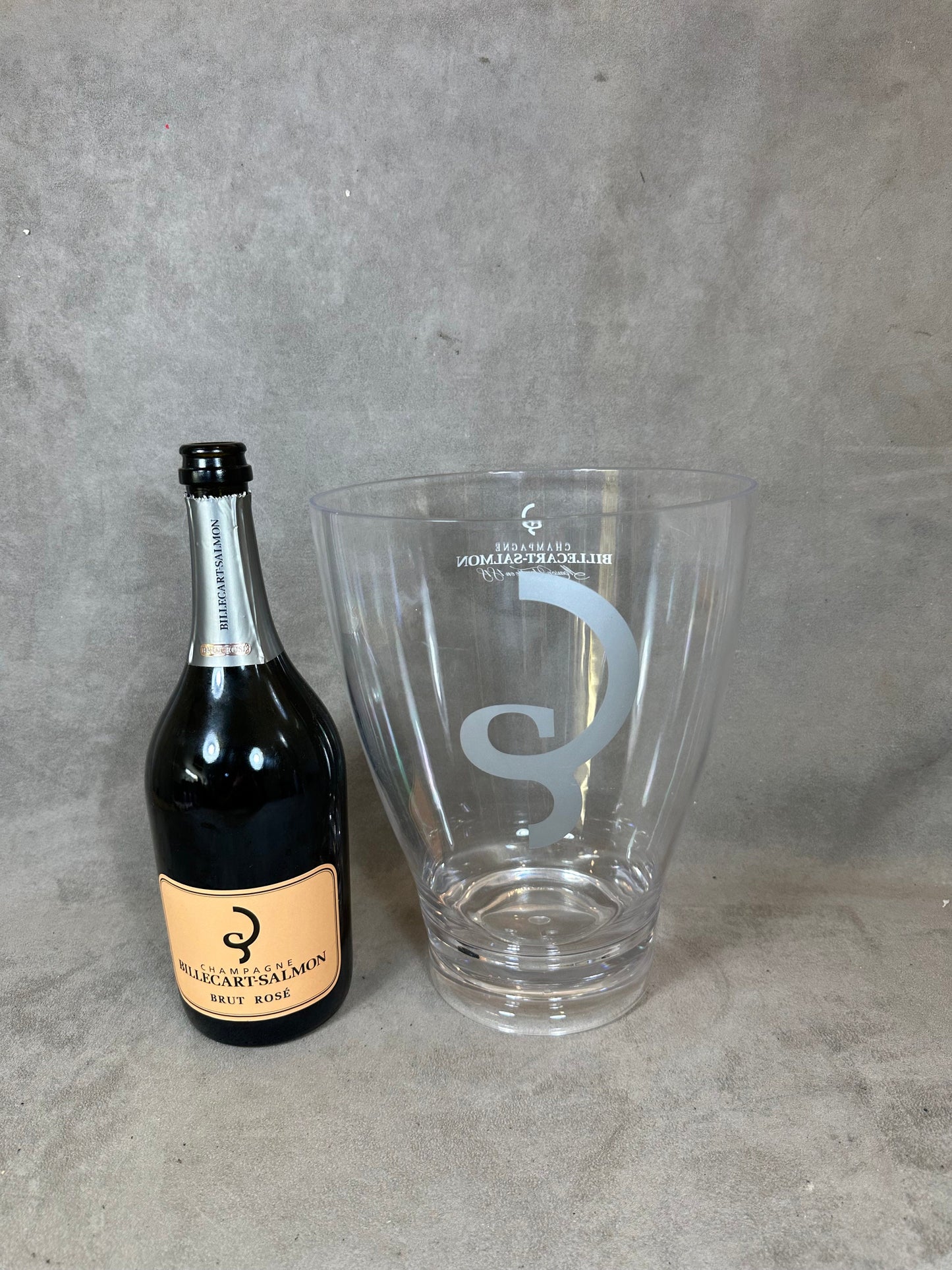 Seau à Champagne Billecart-Salmon en plastique transparent vintage Made in France
