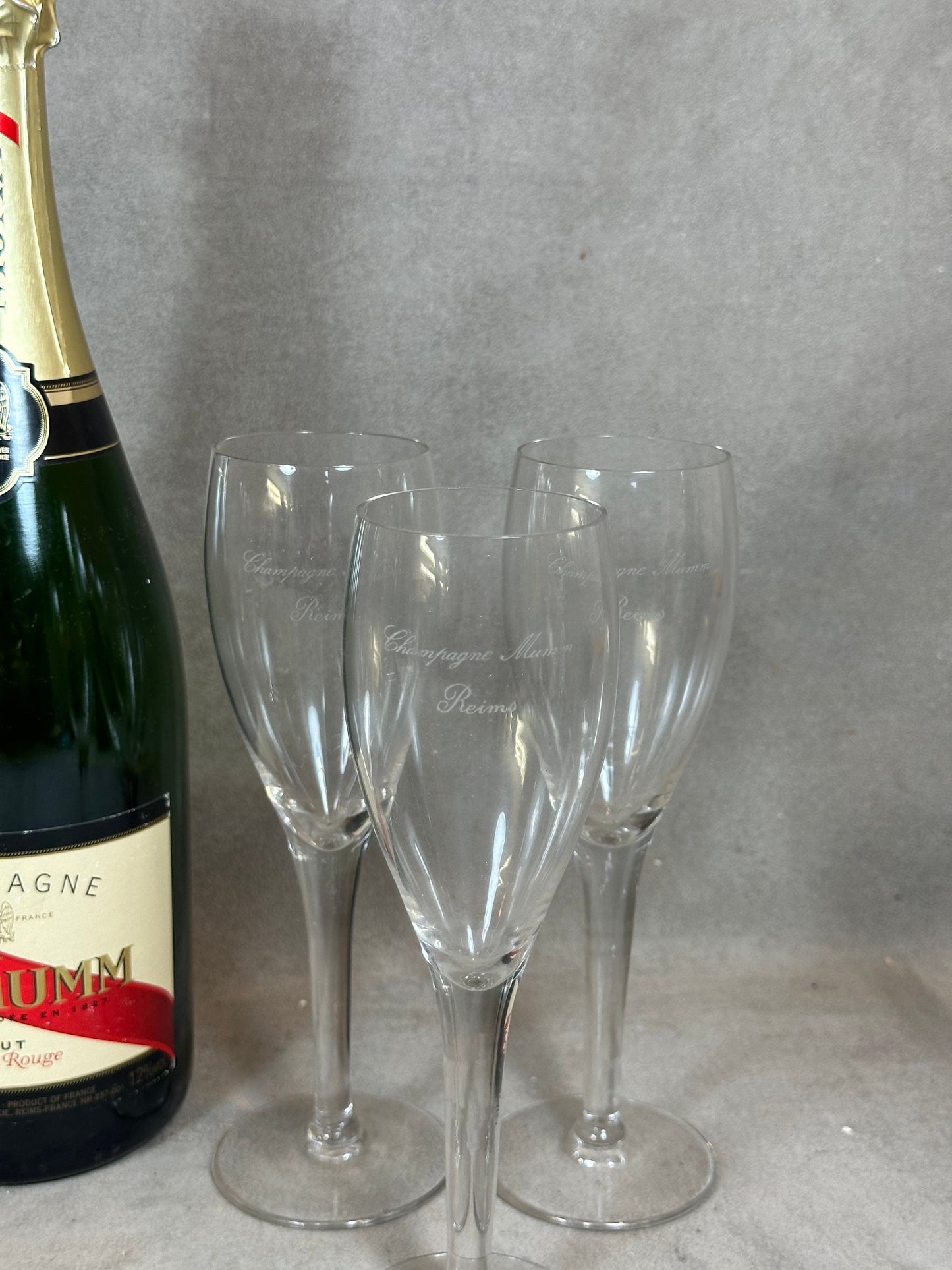 Set mit 6 Champagnerflöten aus Champagnerglas von MUMM France | Vintage, hergestellt in Frankreich